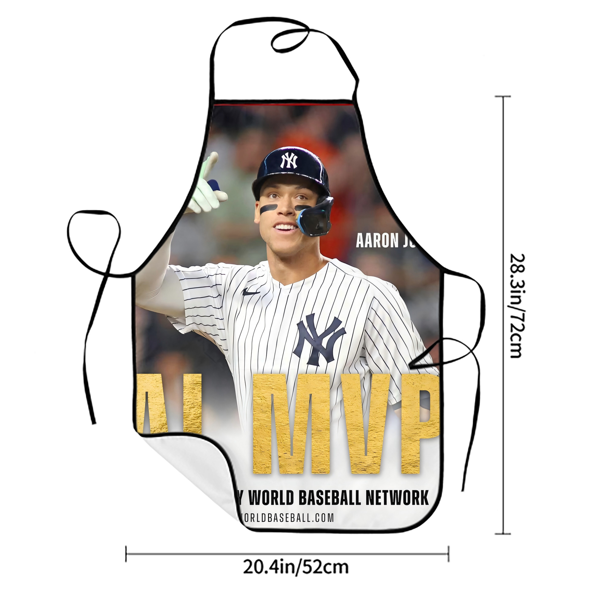 Aaron Judge MVP Stain-Resistant Polyester Apron With Pocket – Full Print, Waterproof, Anti-Wrinkle, Anti-Pilling – Ideal For Kitchen, BBQ, Restaurant, Salon & More