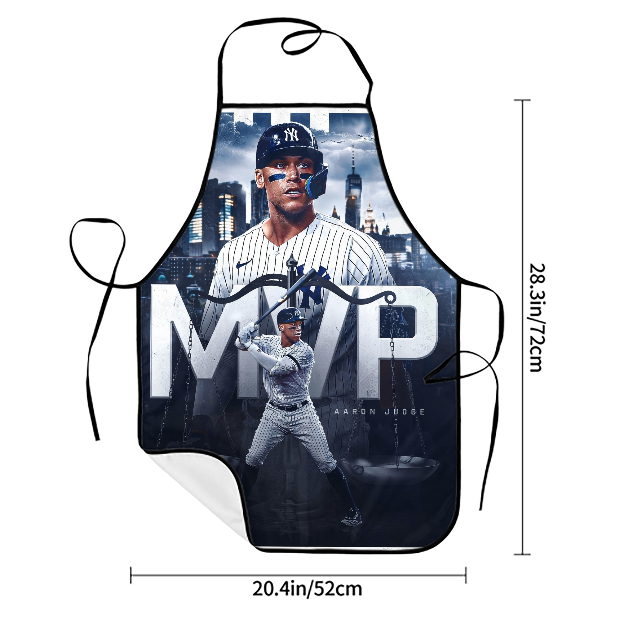 Aaron Judge MVP Stain-Resistant Polyester Apron With Pocket – Full Print, Waterproof, Anti-Wrinkle, Anti-Pilling – Ideal For Kitchen, BBQ, Restaurant, Salon & More
