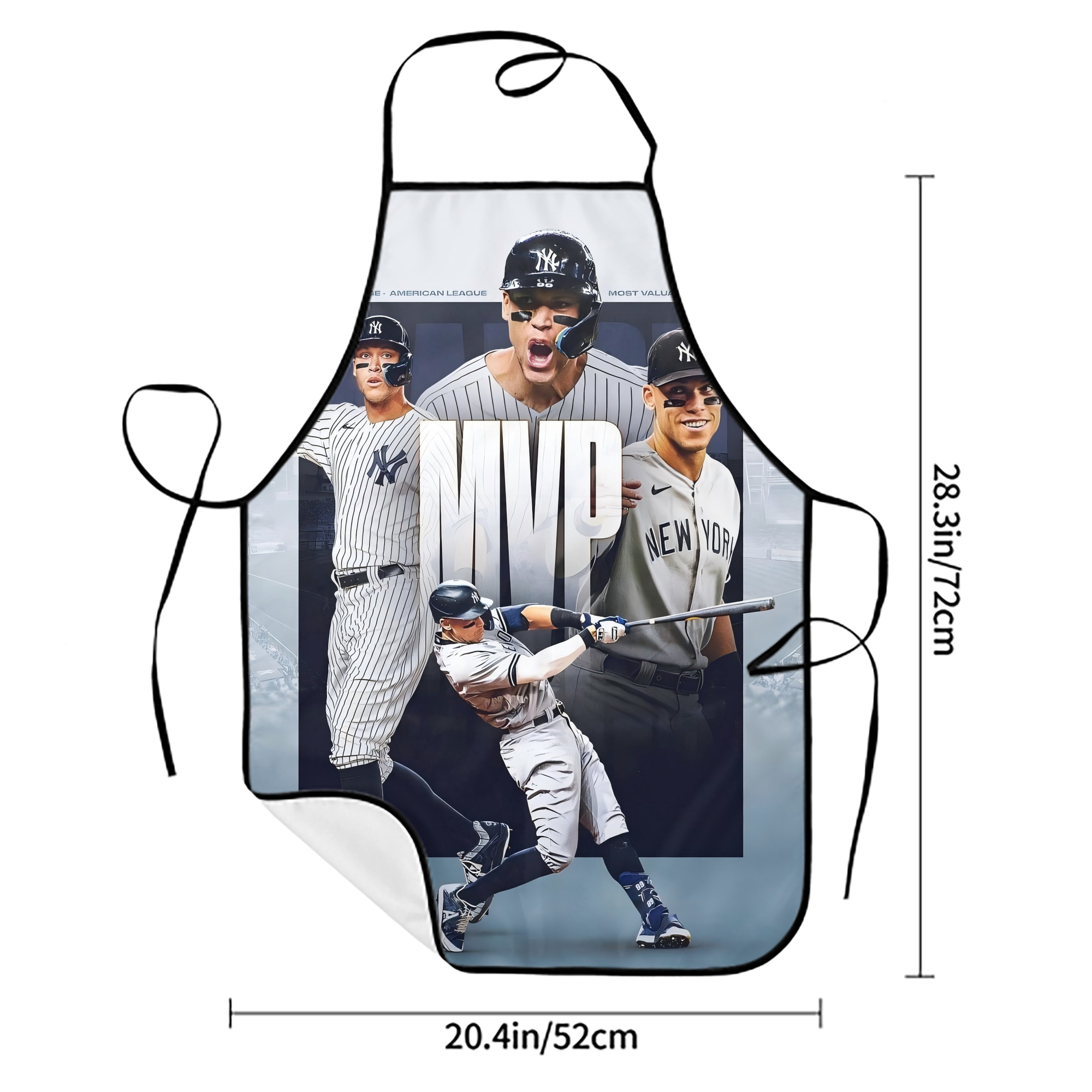 Aaron Judge MVP Stain-Resistant Polyester Apron With Pocket – Full Print, Waterproof, Anti-Wrinkle, Anti-Pilling – Ideal For Kitchen, BBQ, Restaurant, Salon & More