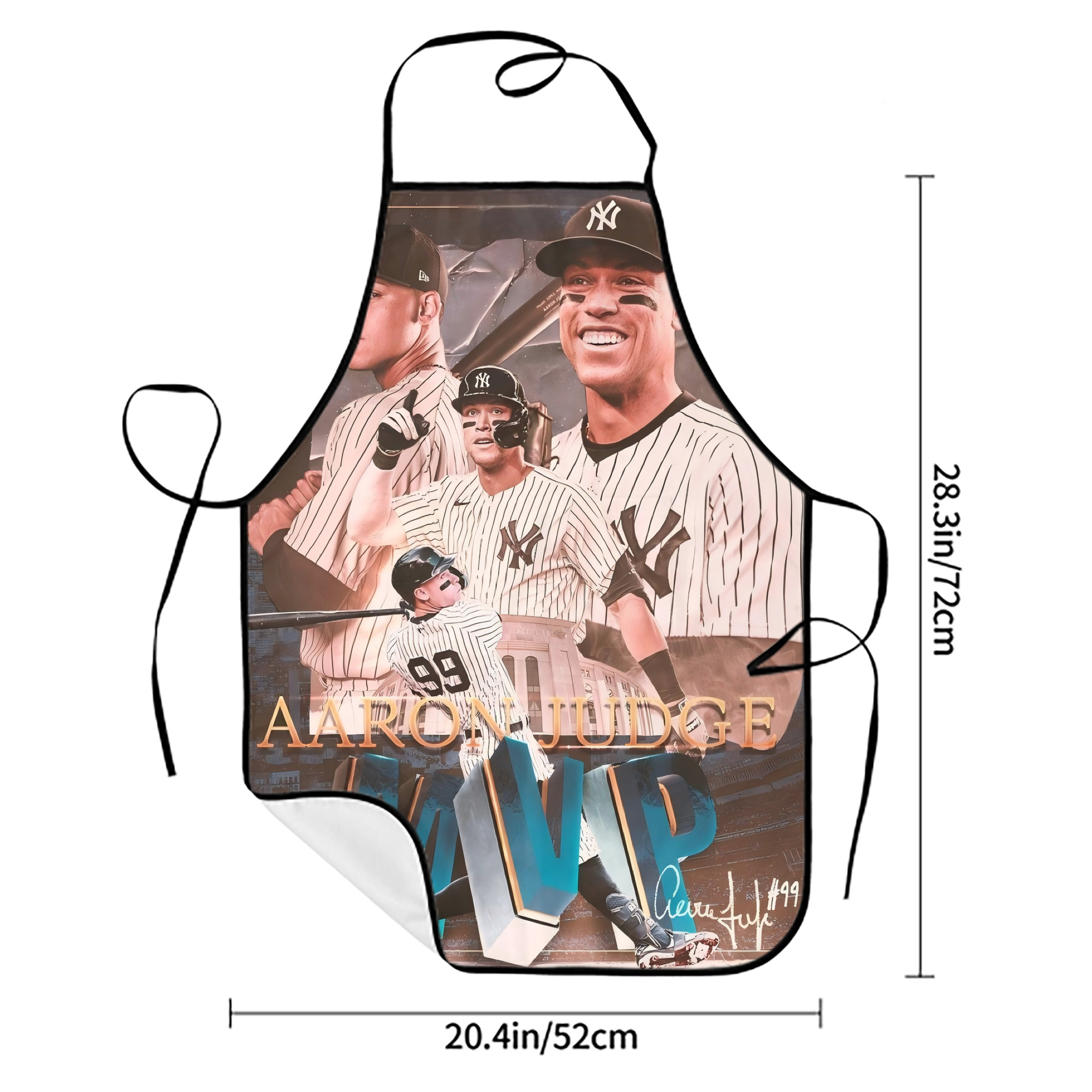 Aaron Judge MVP Stain-Resistant Polyester Apron With Pocket – Full Print, Waterproof, Anti-Wrinkle, Anti-Pilling – Ideal For Kitchen, BBQ, Restaurant, Salon & More