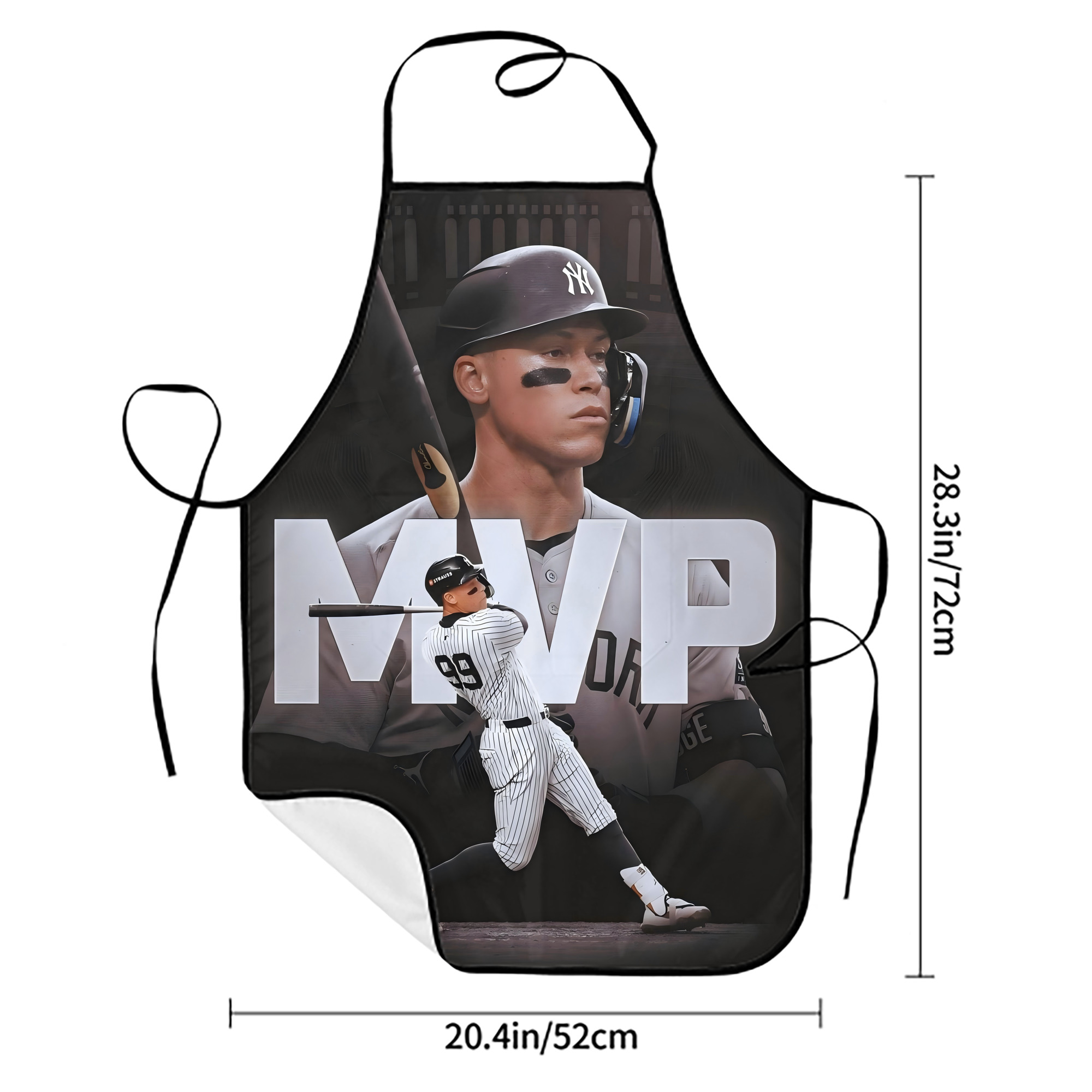 Aaron Judge MVP Stain-Resistant Polyester Apron With Pocket – Full Print, Waterproof, Anti-Wrinkle, Anti-Pilling – Ideal For Kitchen, BBQ, Restaurant, Salon & More