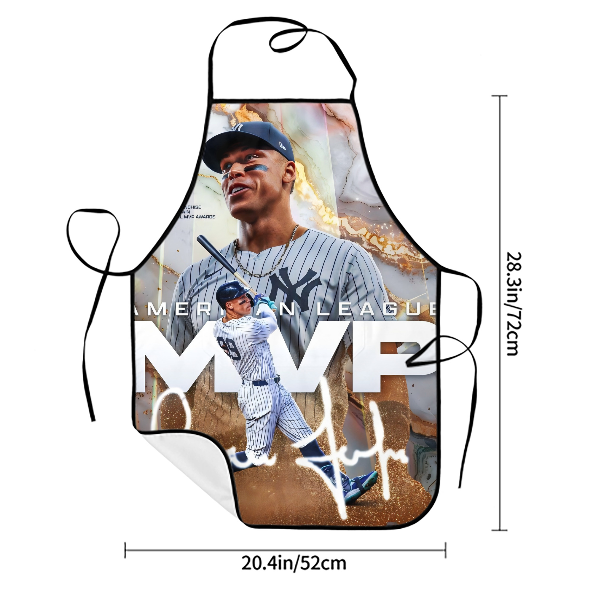 Aaron Judge MVP Stain-Resistant Polyester Apron With Pocket – Full Print, Waterproof, Anti-Wrinkle, Anti-Pilling – Ideal For Kitchen, BBQ, Restaurant, Salon & More