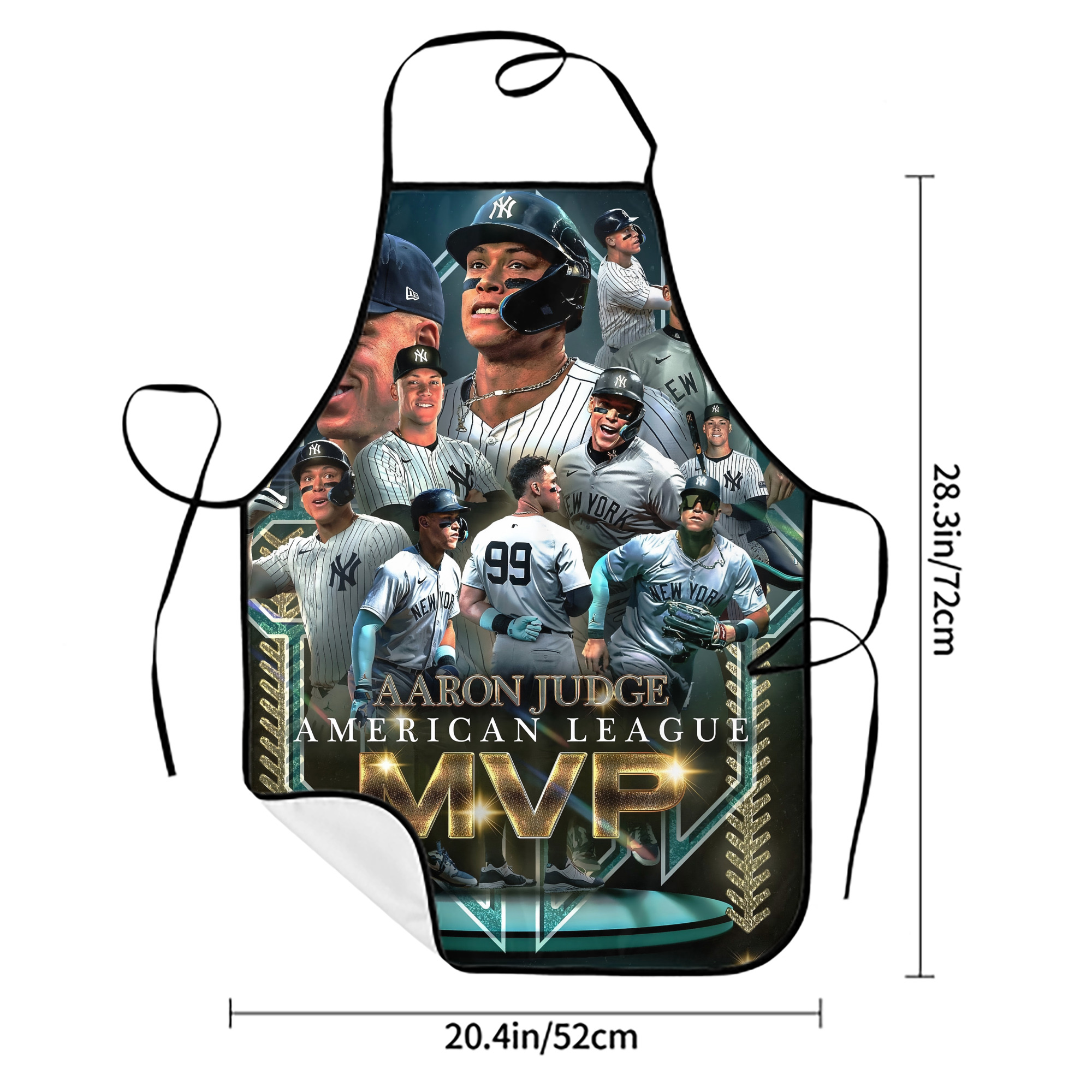 Aaron Judge MVP Stain-Resistant Polyester Apron With Pocket – Full Print, Waterproof, Anti-Wrinkle, Anti-Pilling – Ideal For Kitchen, BBQ, Restaurant, Salon & More