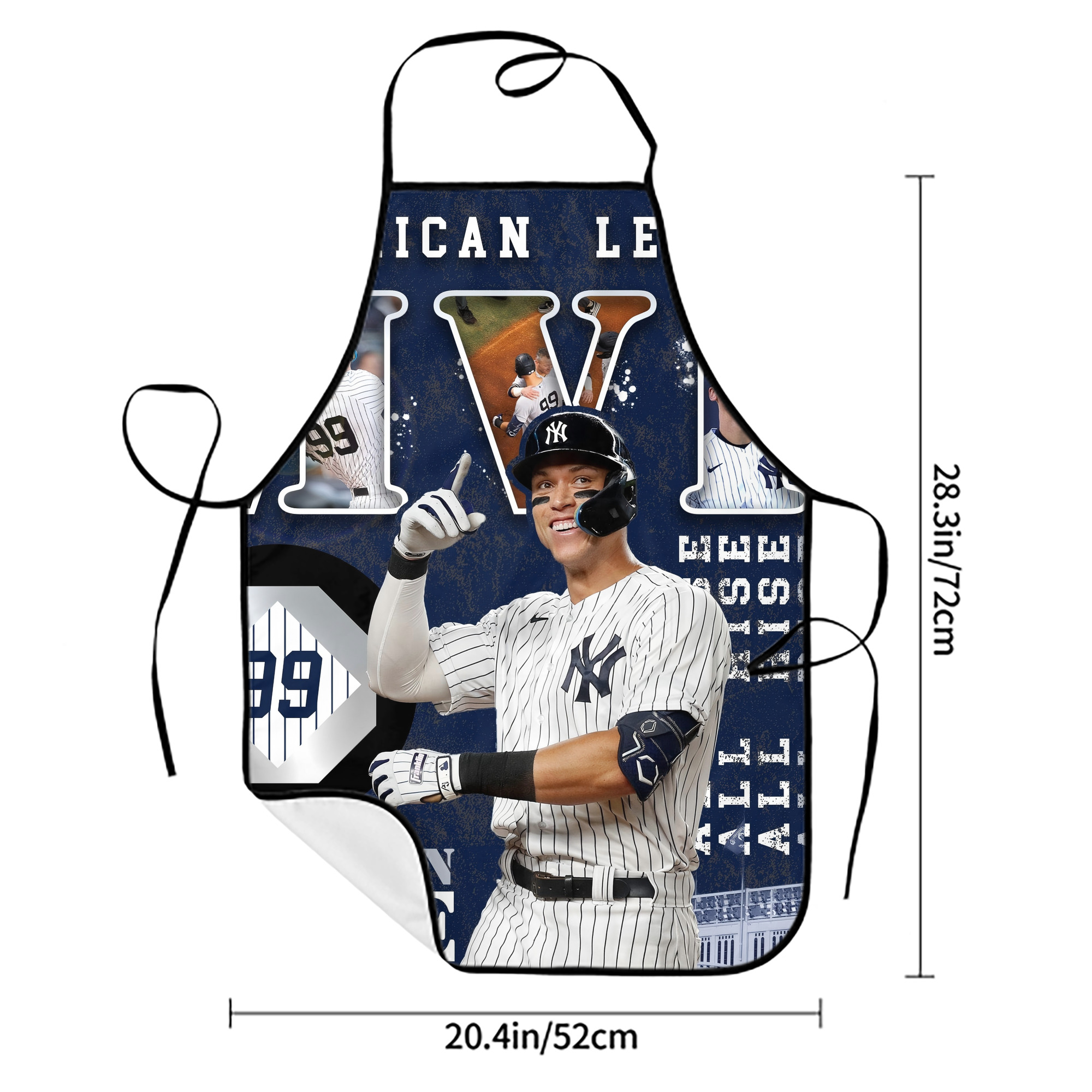 Aaron Judge MVP Stain-Resistant Polyester Apron With Pocket – Full Print, Waterproof, Anti-Wrinkle, Anti-Pilling – Ideal For Kitchen, BBQ, Restaurant, Salon & More