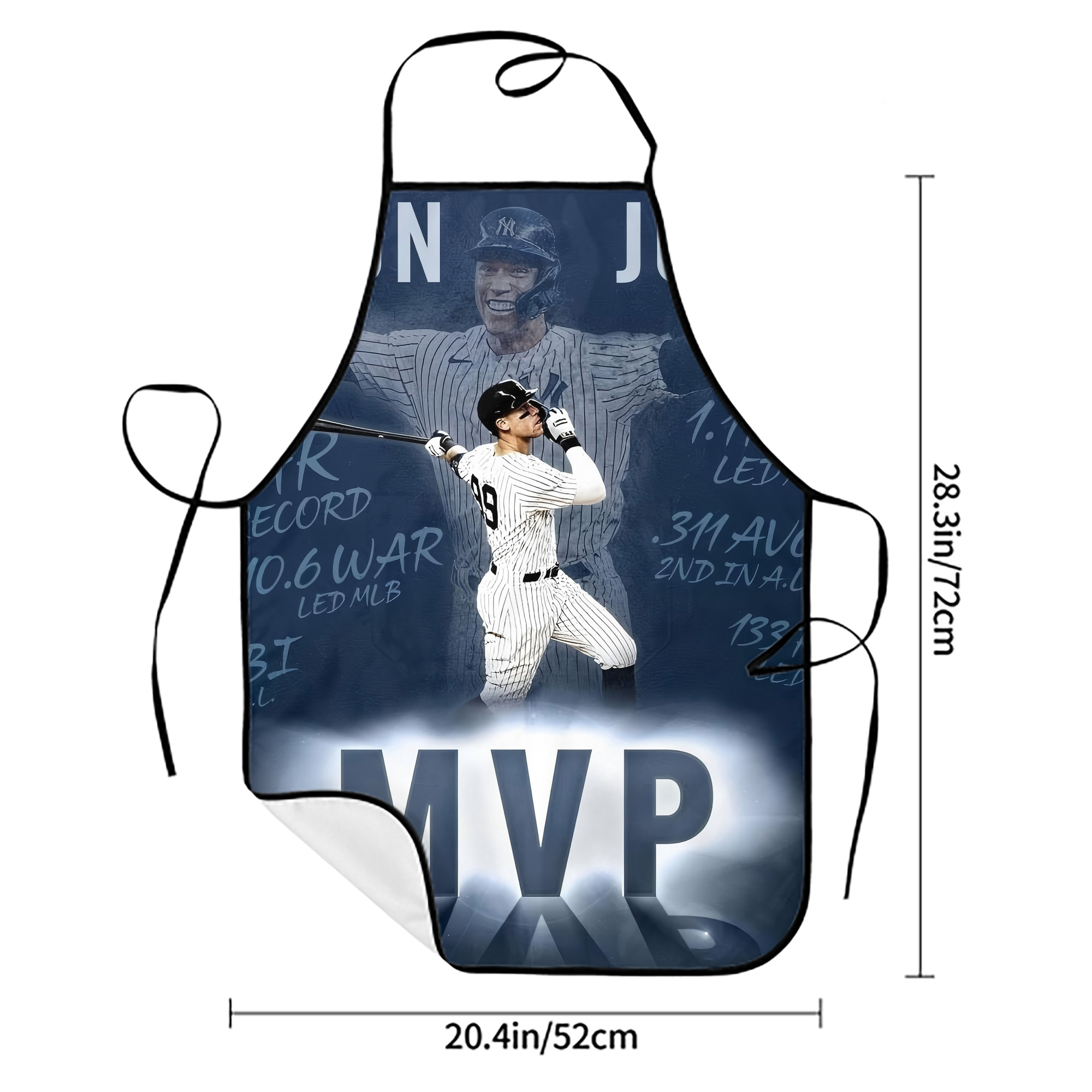Aaron Judge MVP Stain-Resistant Polyester Apron With Pocket – Full Print, Waterproof, Anti-Wrinkle, Anti-Pilling – Ideal For Kitchen, BBQ, Restaurant, Salon & More