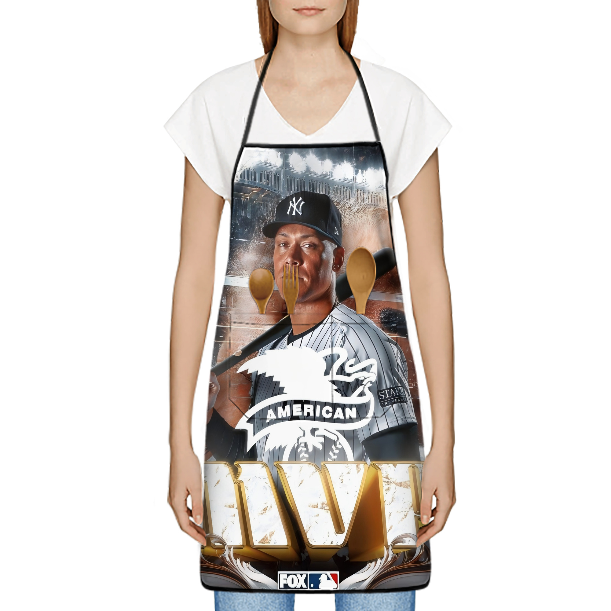 Aaron Judge MVP Stain-Resistant Polyester Apron With Pocket – Full Print, Waterproof, Anti-Wrinkle, Anti-Pilling – Ideal For Kitchen, BBQ, Restaurant, Salon & More