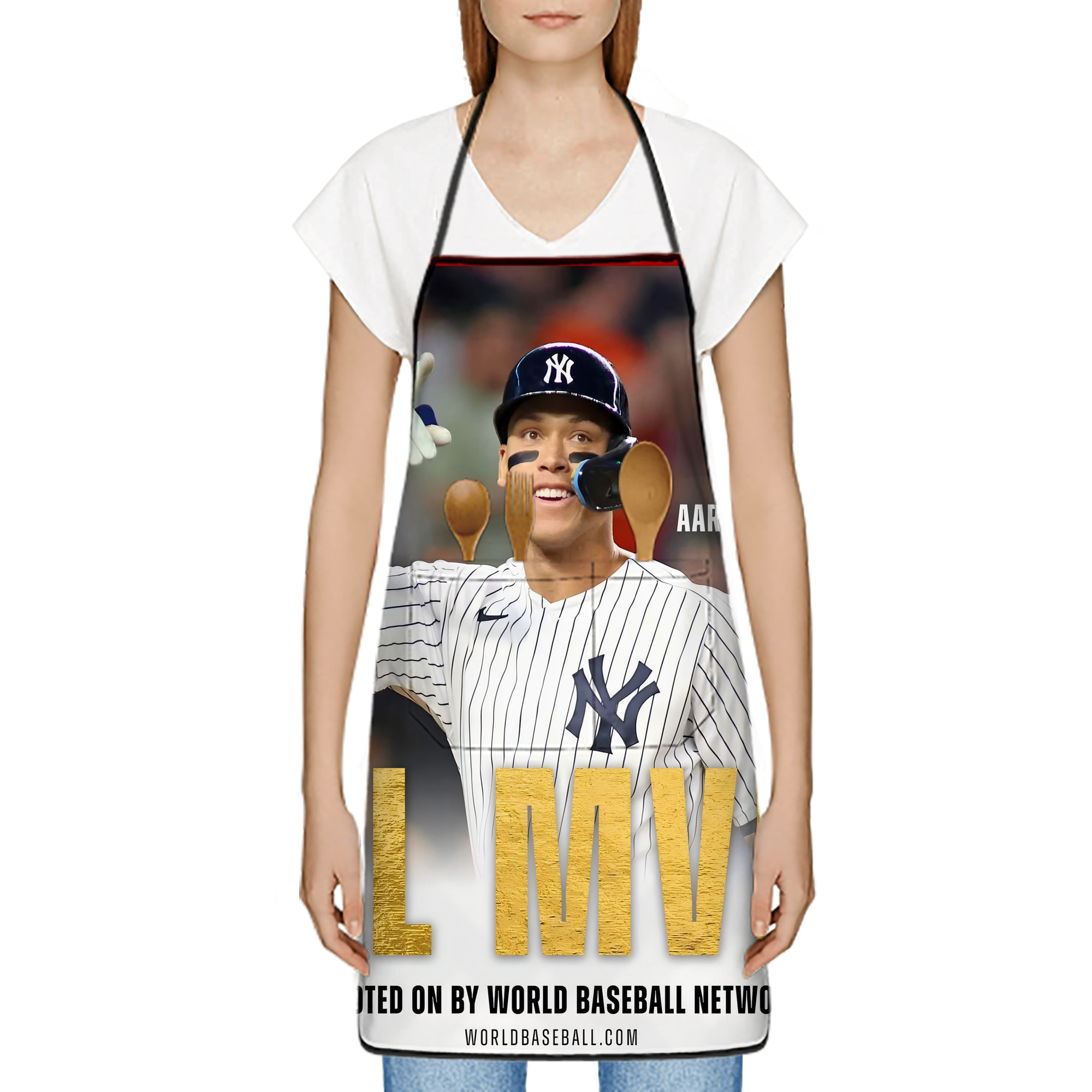 Aaron Judge MVP Stain-Resistant Polyester Apron With Pocket – Full Print, Waterproof, Anti-Wrinkle, Anti-Pilling – Ideal For Kitchen, BBQ, Restaurant, Salon & More