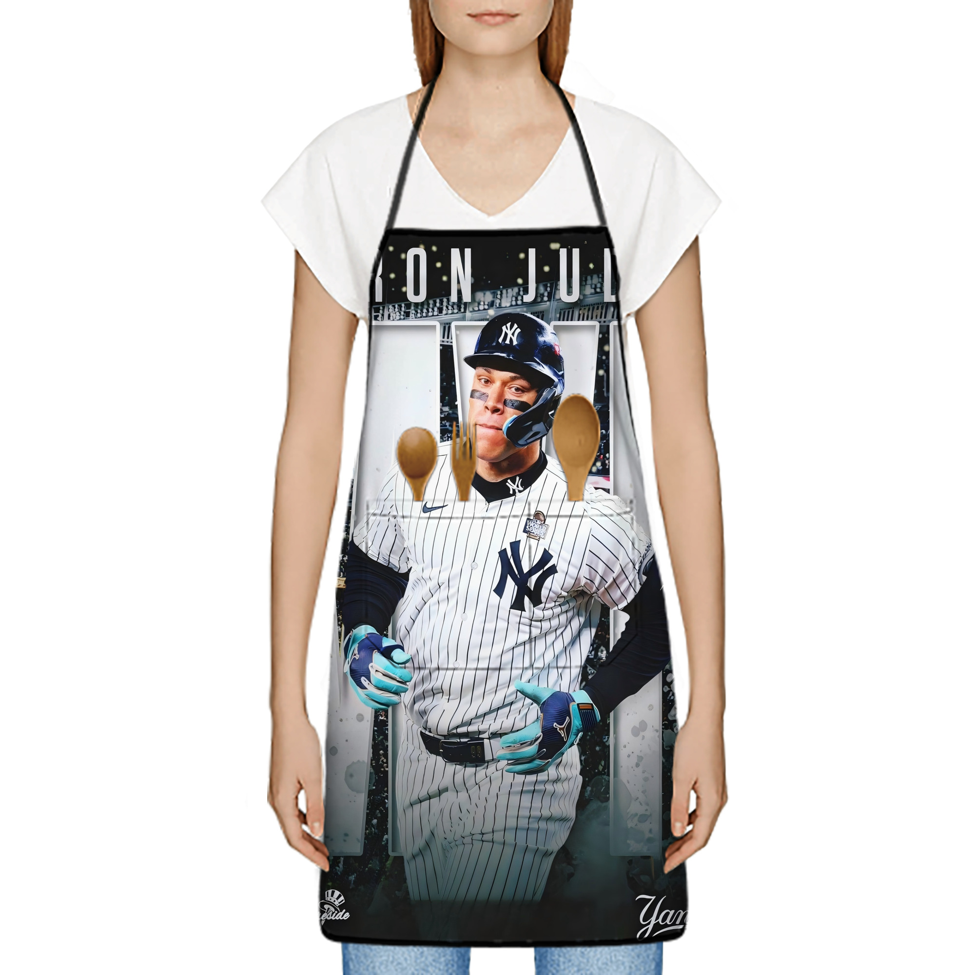 Aaron Judge MVP Stain-Resistant Polyester Apron With Pocket – Full Print, Waterproof, Anti-Wrinkle, Anti-Pilling – Ideal For Kitchen, BBQ, Restaurant, Salon & More