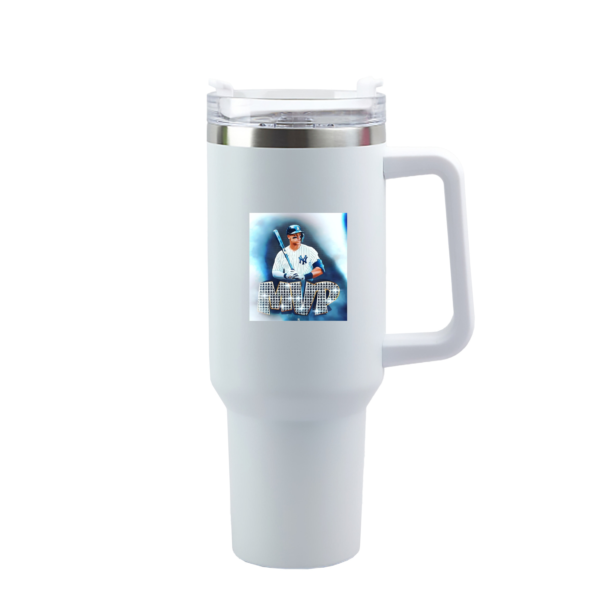 Aaron Judge MVP 40oz Handle Car Tumbler – Durable Stainless Steel Travel Mug With UV Print – Double Wall Insulated, Fits Most Car Cup Holders