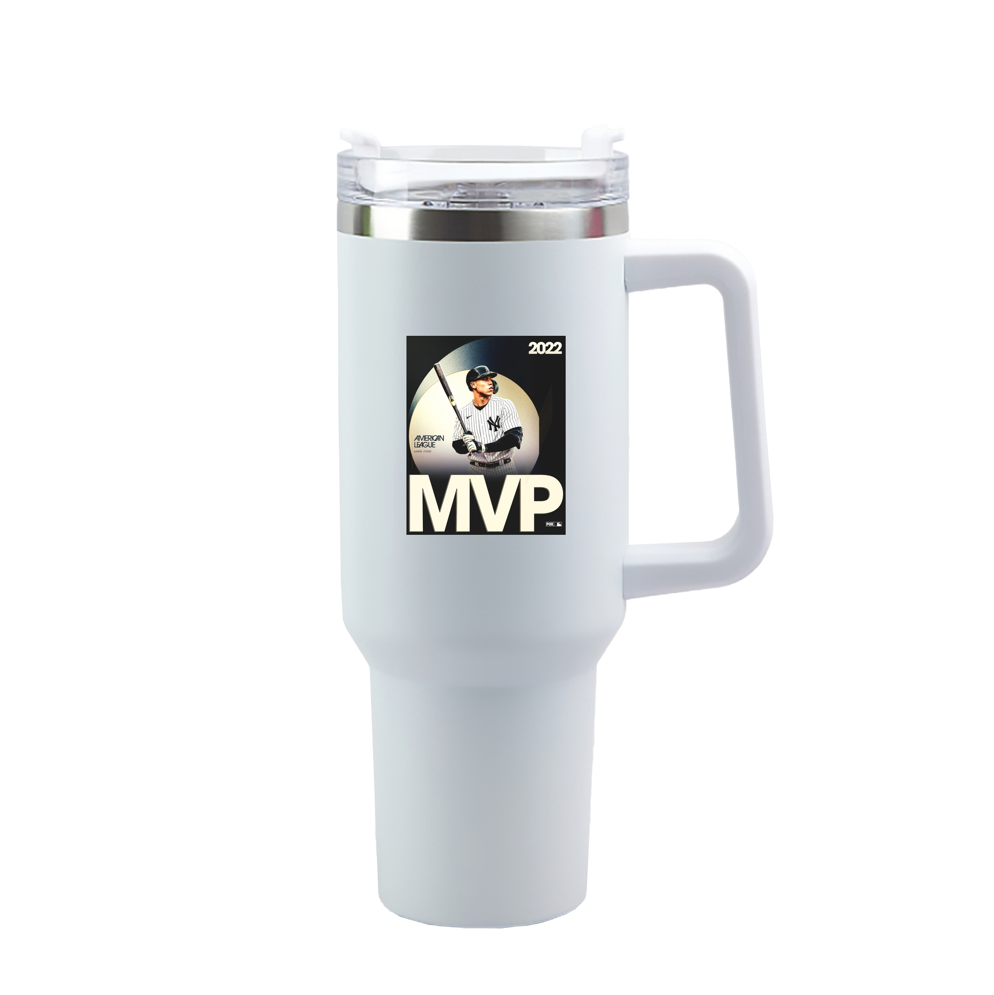 Aaron Judge MVP 40oz Handle Car Tumbler – Durable Stainless Steel Travel Mug With UV Print – Double Wall Insulated, Fits Most Car Cup Holders
