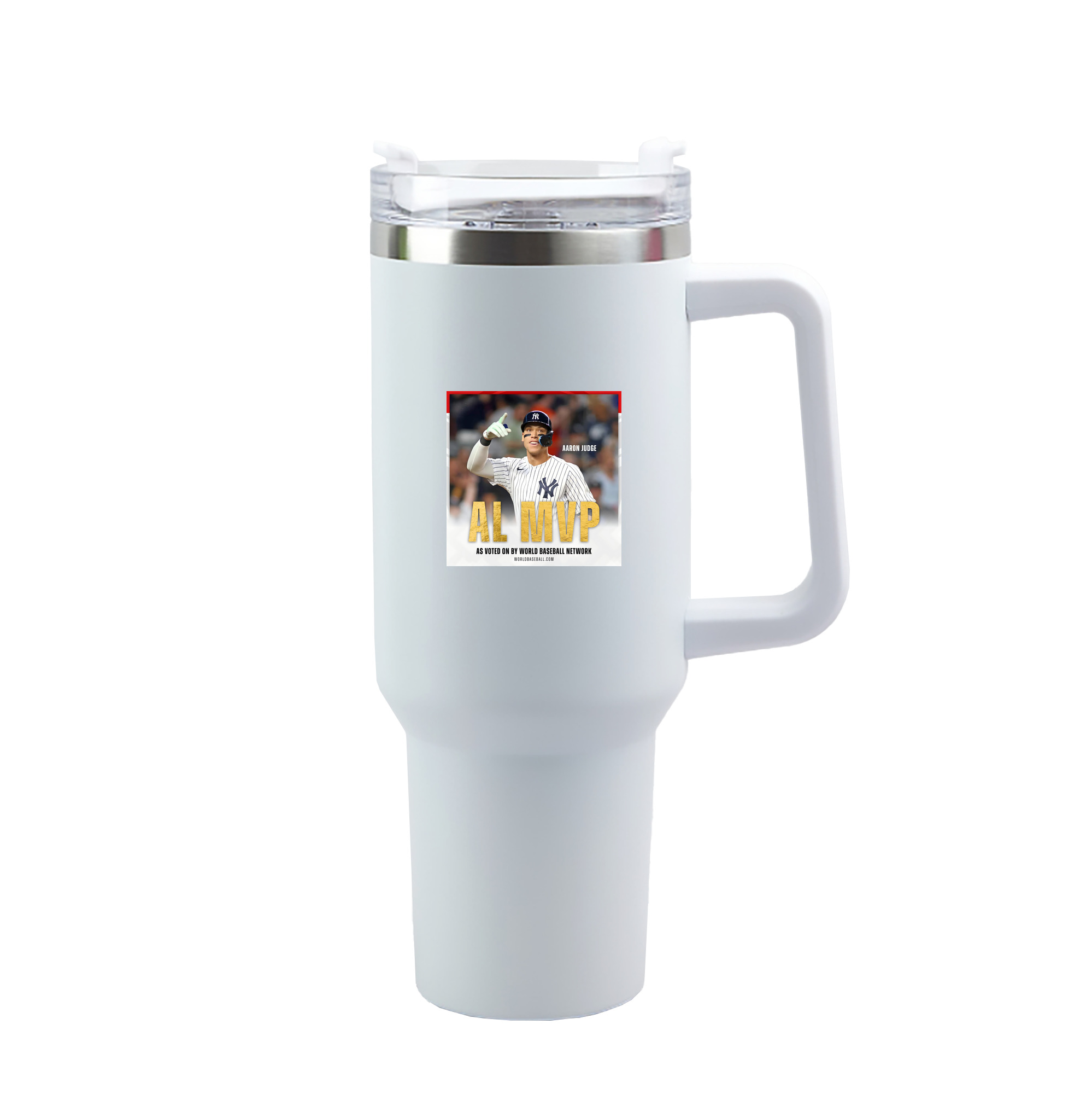 Aaron Judge MVP 40oz Handle Car Tumbler – Durable Stainless Steel Travel Mug With UV Print – Double Wall Insulated, Fits Most Car Cup Holders