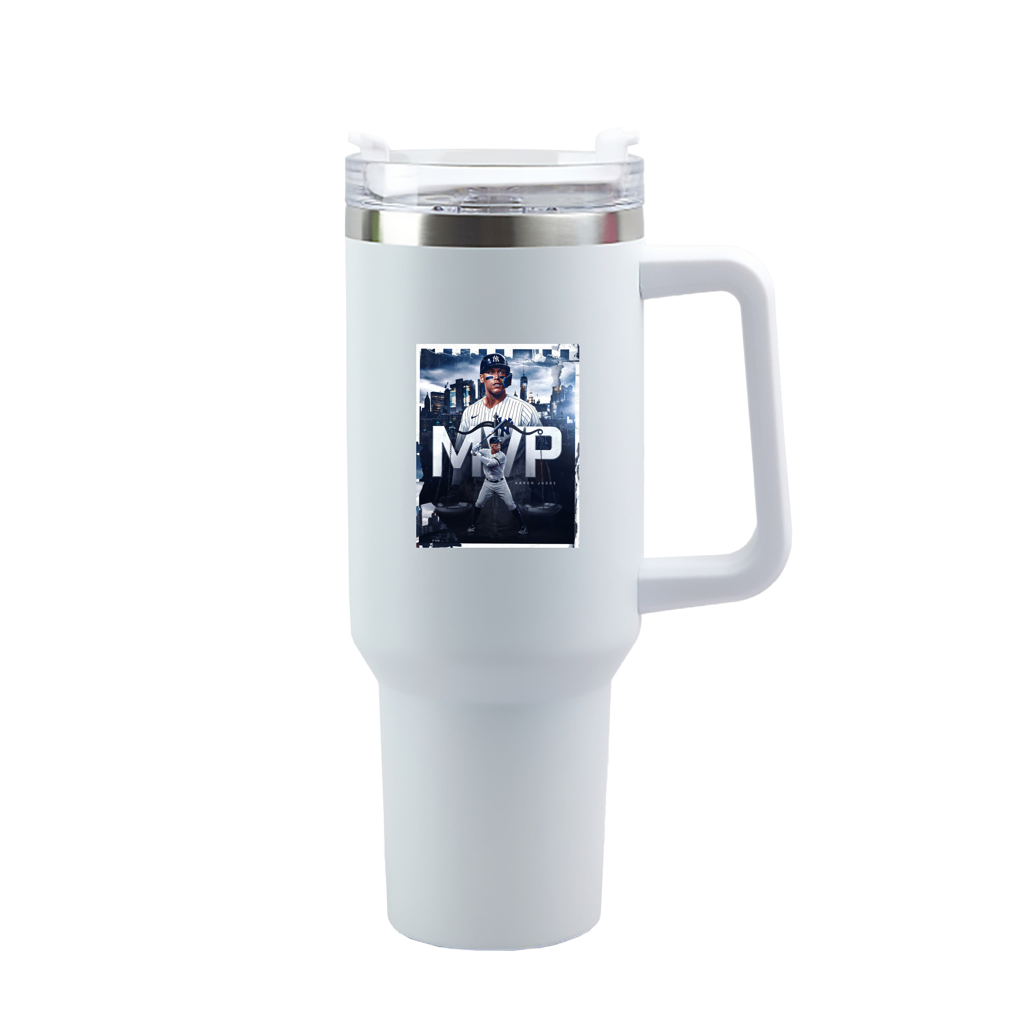 Aaron Judge MVP 40oz Handle Car Tumbler – Durable Stainless Steel Travel Mug With UV Print – Double Wall Insulated, Fits Most Car Cup Holders