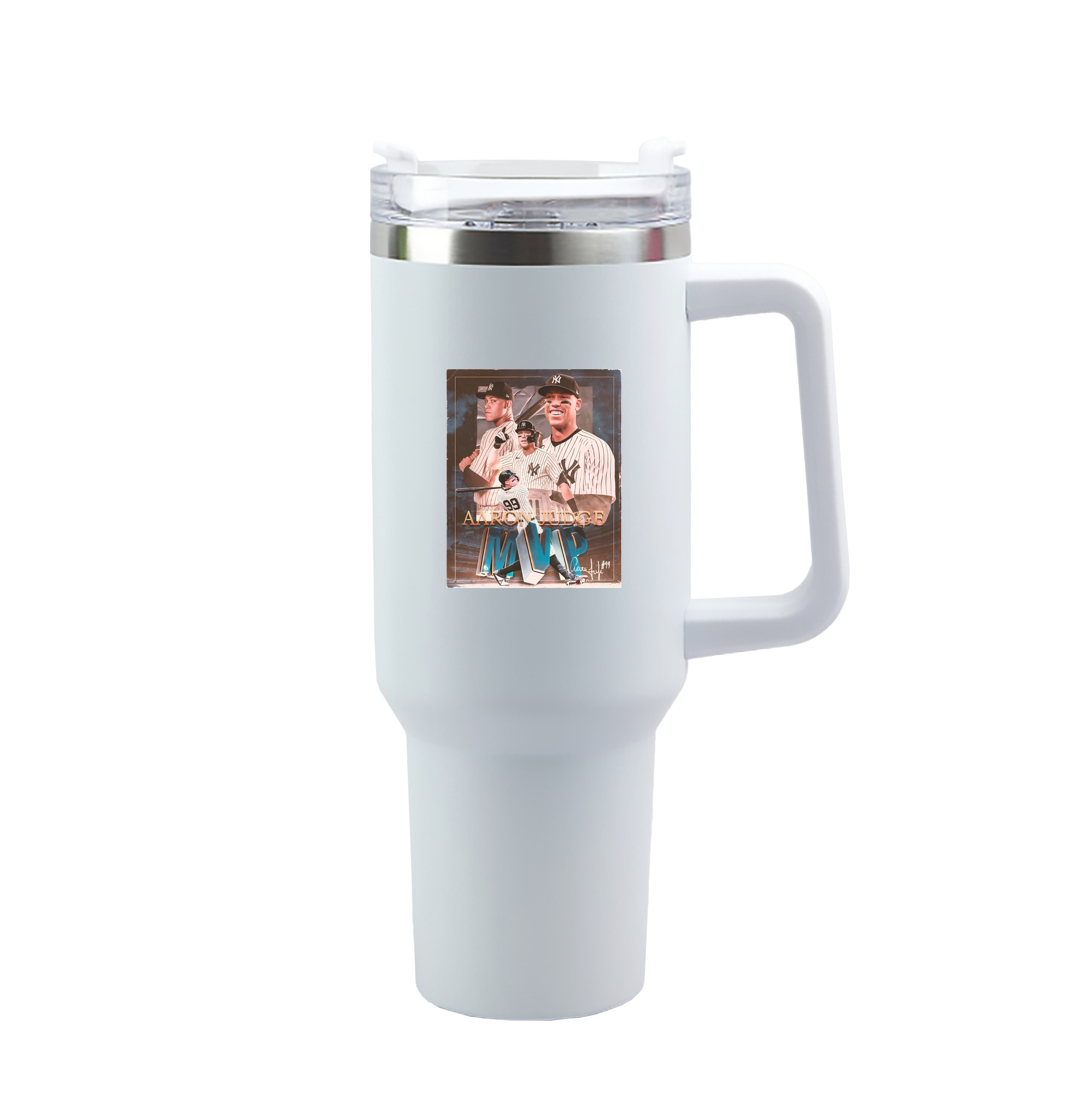 Aaron Judge MVP 40oz Handle Car Tumbler – Durable Stainless Steel Travel Mug With UV Print – Double Wall Insulated, Fits Most Car Cup Holders