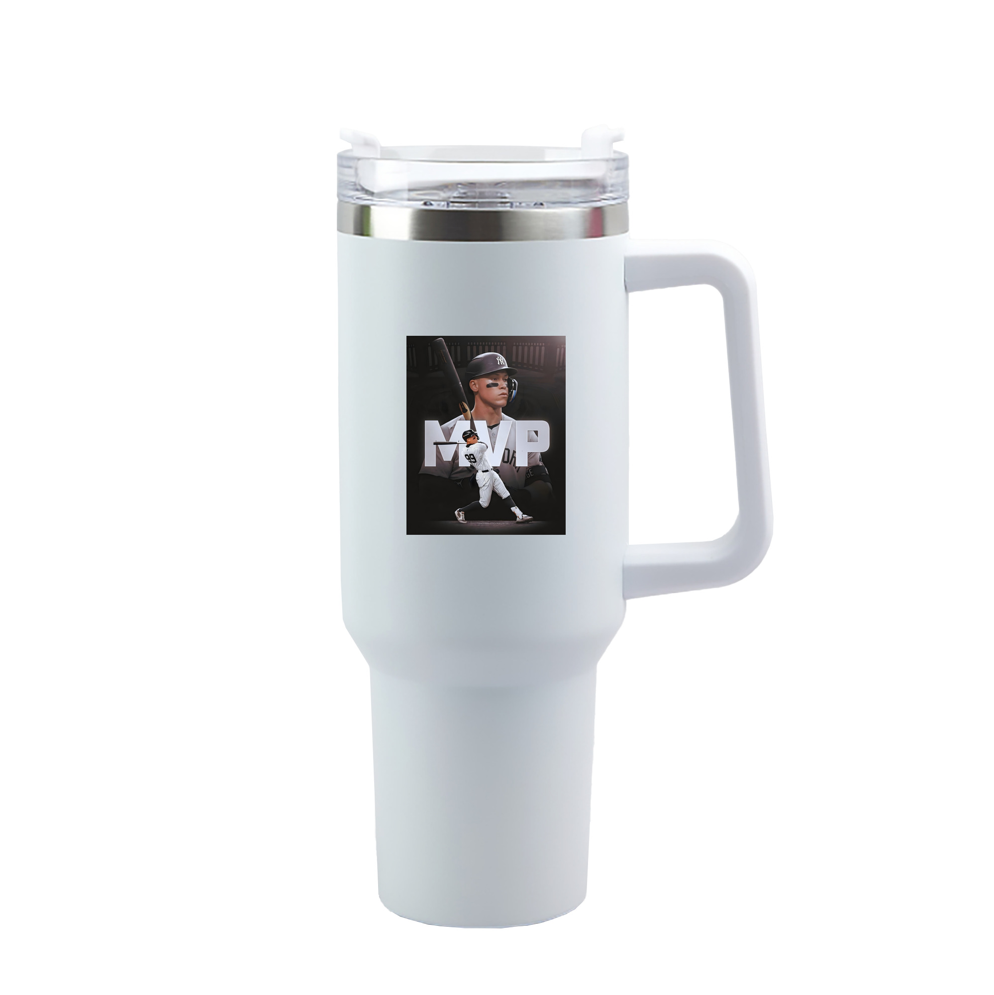 Aaron Judge MVP 40oz Handle Car Tumbler – Durable Stainless Steel Travel Mug With UV Print – Double Wall Insulated, Fits Most Car Cup Holders
