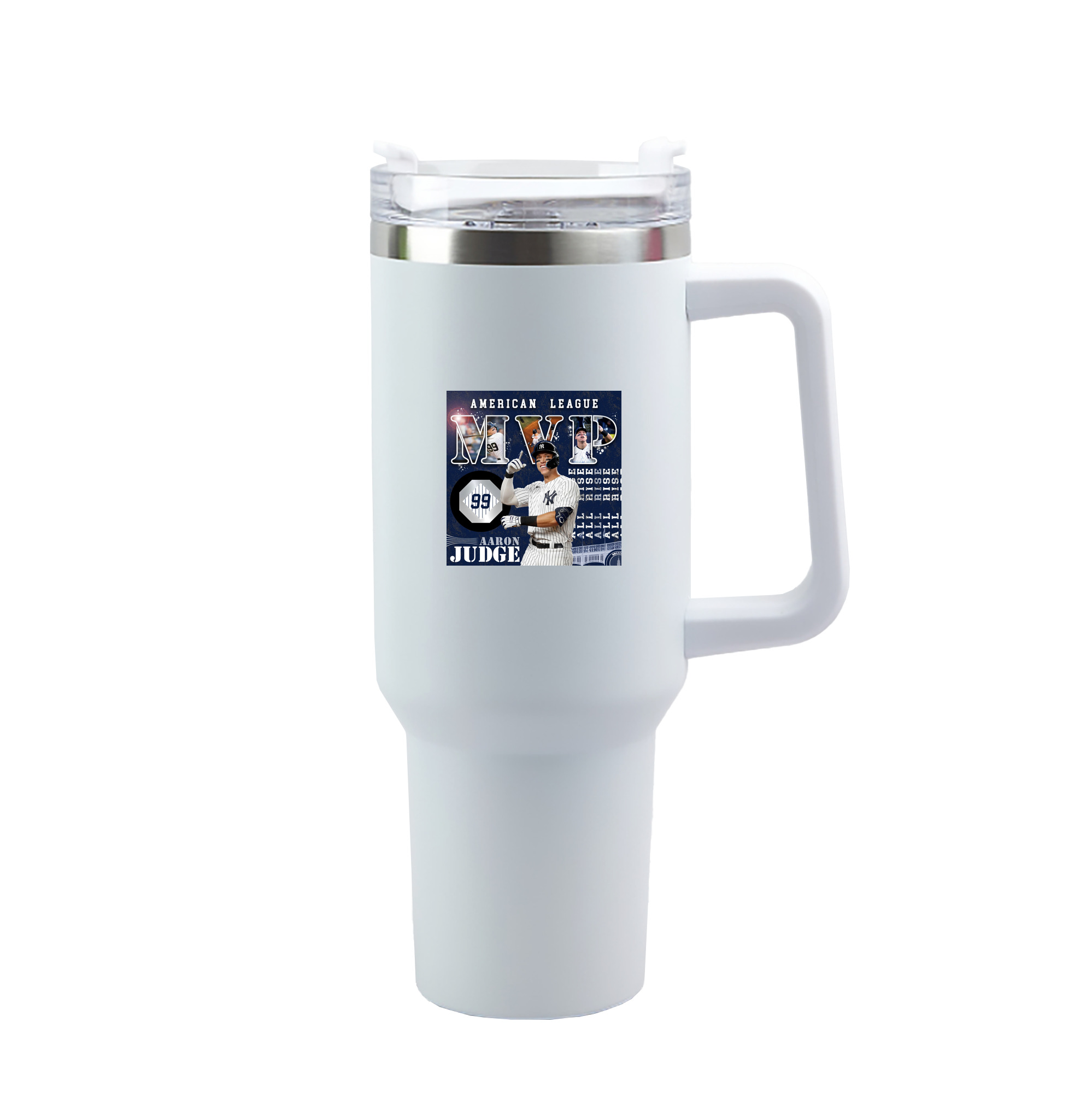 Aaron Judge MVP 40oz Handle Car Tumbler – Durable Stainless Steel Travel Mug With UV Print – Double Wall Insulated, Fits Most Car Cup Holders