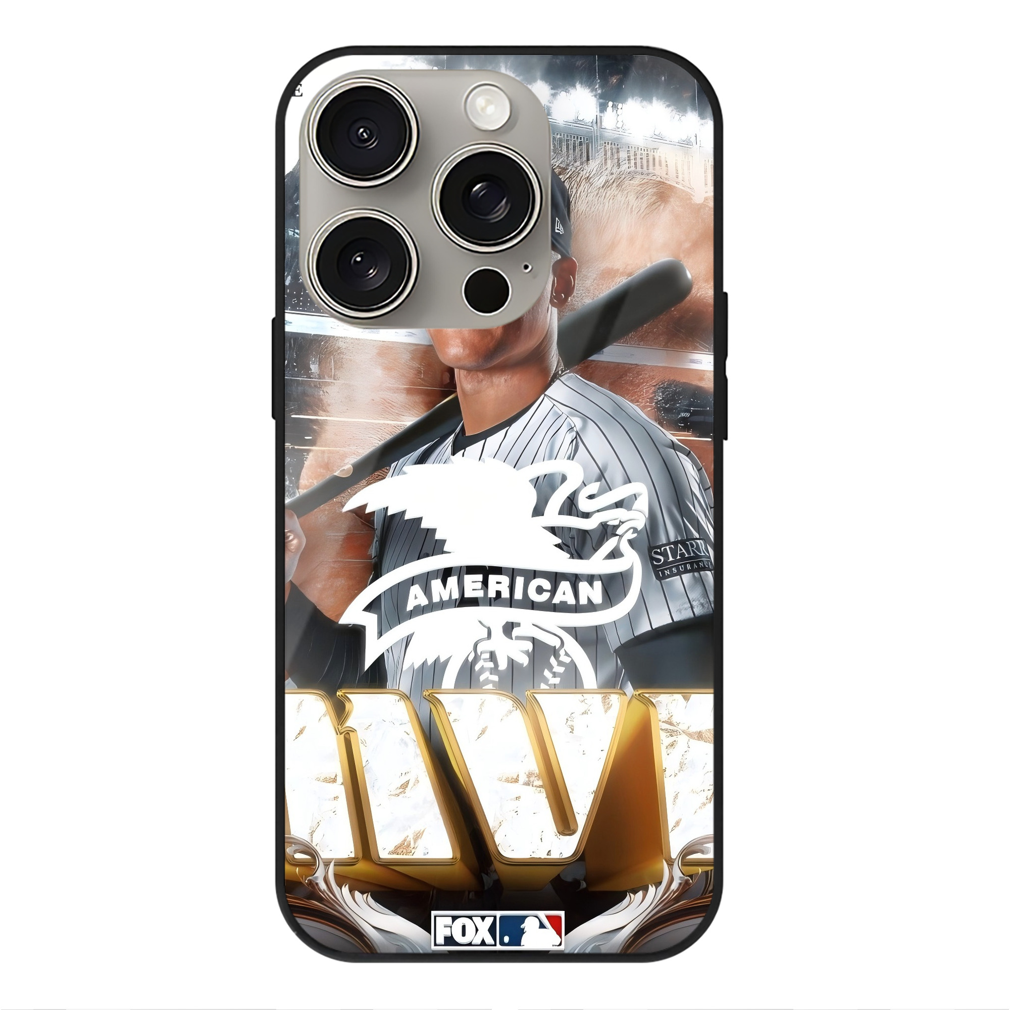 Aaron Judge MVP IPhone 15 Pro Mirror Phone Case – UV Printed Glass + TPU – Scratch-Resistant, Wireless Charging Compatible, Precise Fit & Stylish Design