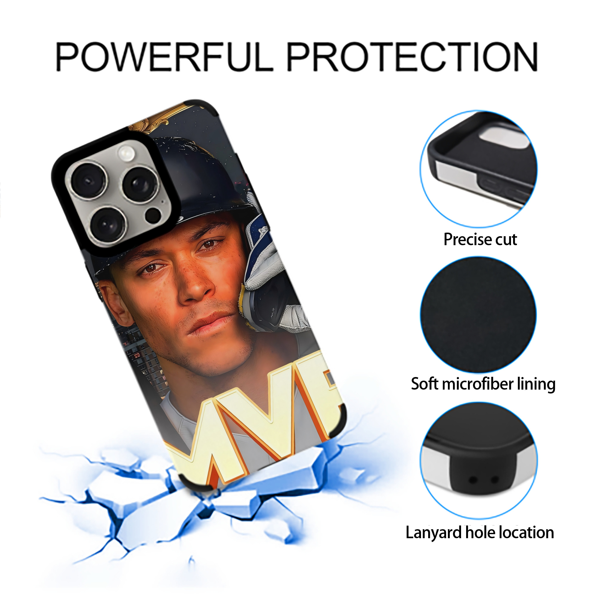 Aaron Judge MVP IPhone 15 Pro Max PU Leather Case – Soft Lining, 360° Protection – Precise Fit, 3D Buttons, Easy Charging – Anti-Yellowing, Easy To Clean