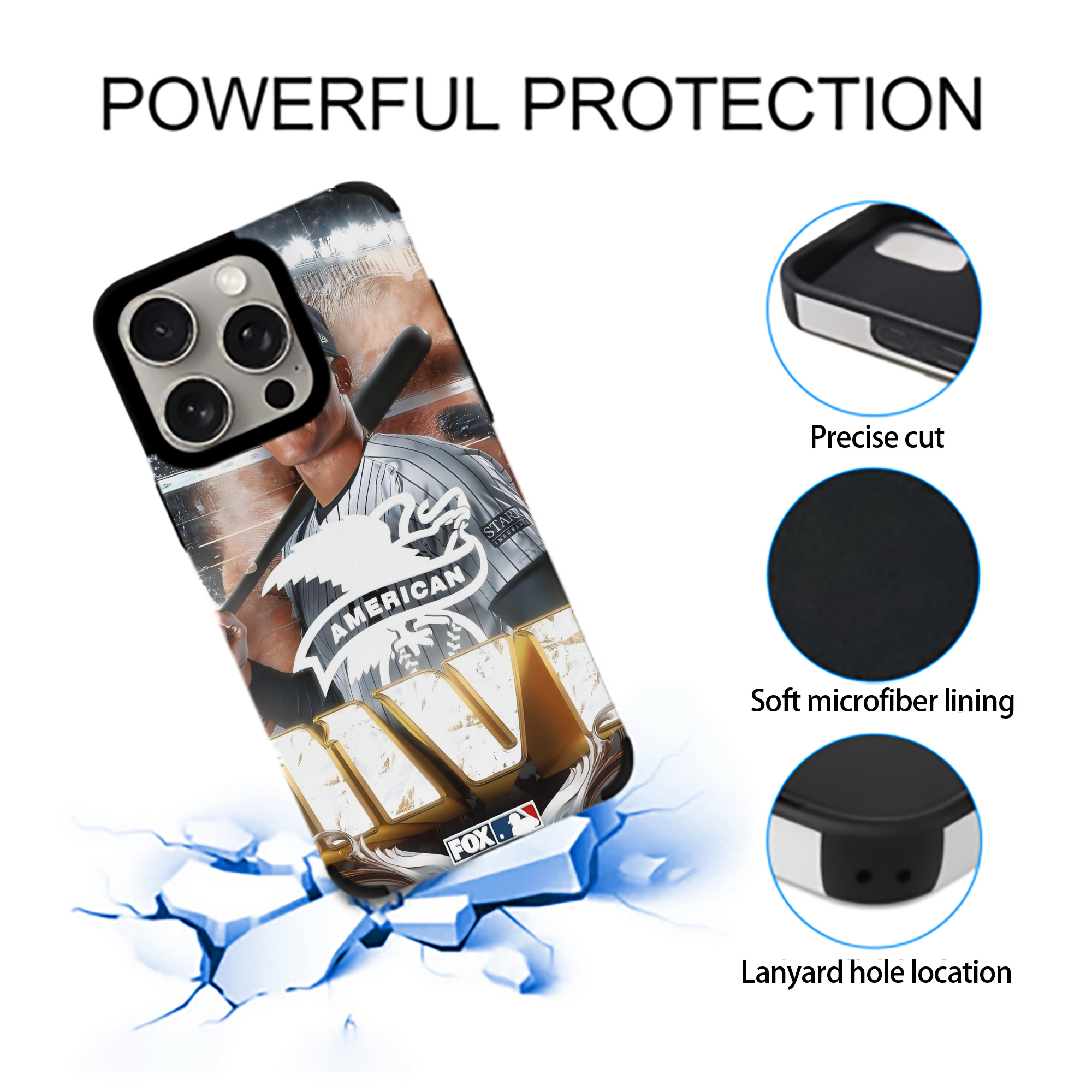 Aaron Judge MVP IPhone 15 Pro Max PU Leather Case – Soft Lining, 360° Protection – Precise Fit, 3D Buttons, Easy Charging – Anti-Yellowing, Easy To Clean