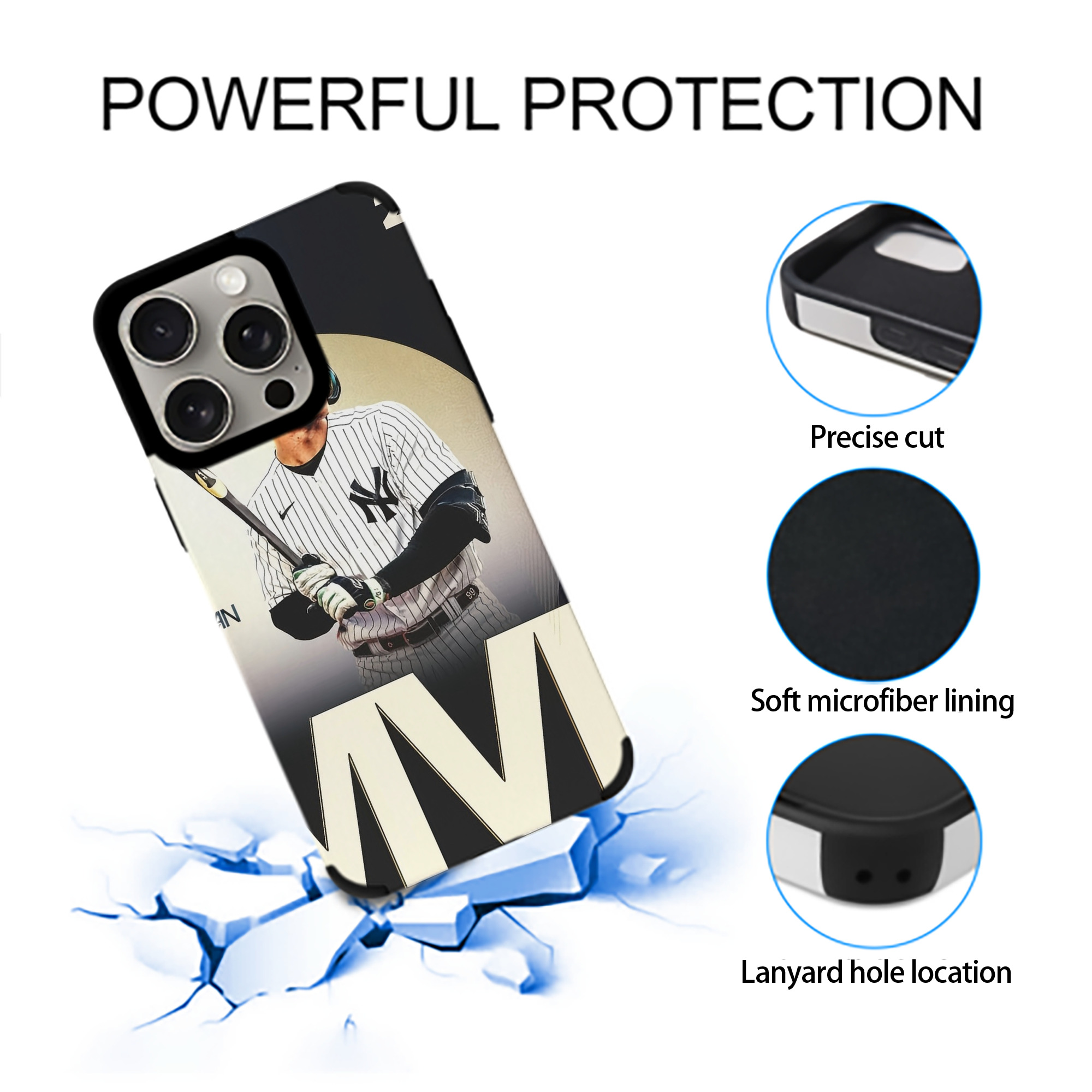 Aaron Judge MVP IPhone 15 Pro Max PU Leather Case – Soft Lining, 360° Protection – Precise Fit, 3D Buttons, Easy Charging – Anti-Yellowing, Easy To Clean