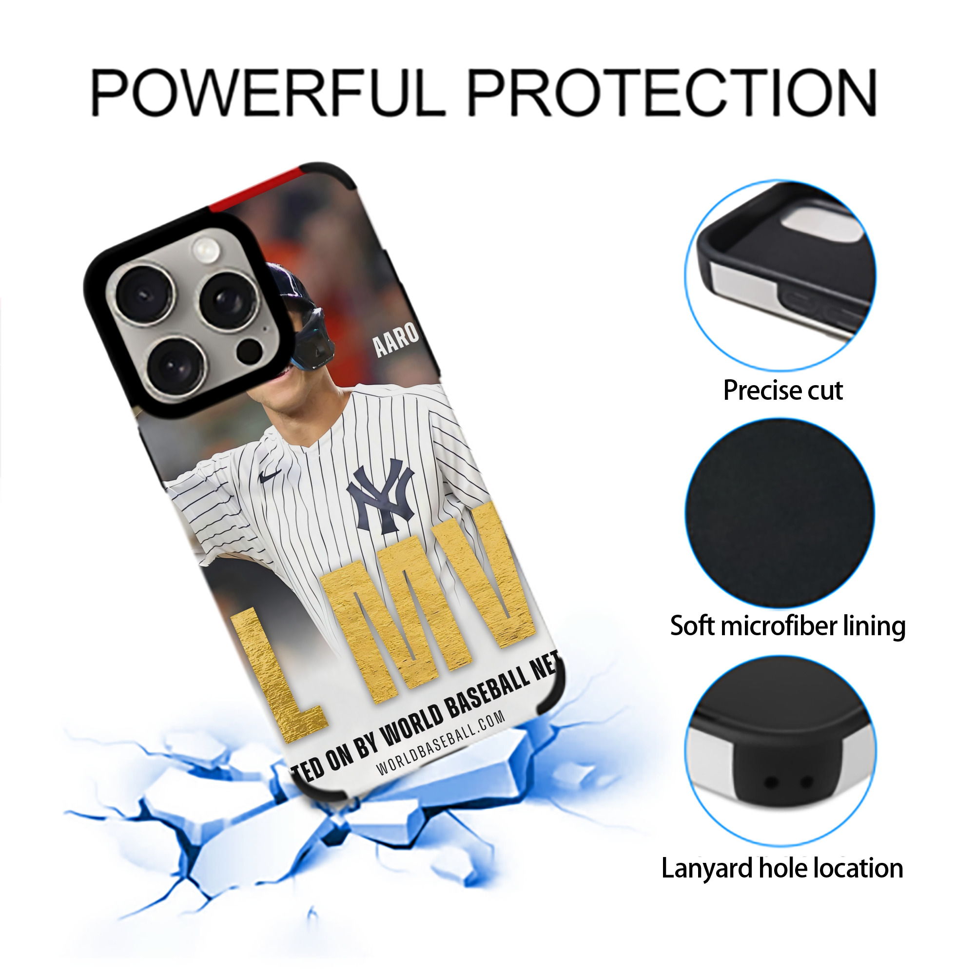 Aaron Judge MVP IPhone 15 Pro Max PU Leather Case – Soft Lining, 360° Protection – Precise Fit, 3D Buttons, Easy Charging – Anti-Yellowing, Easy To Clean