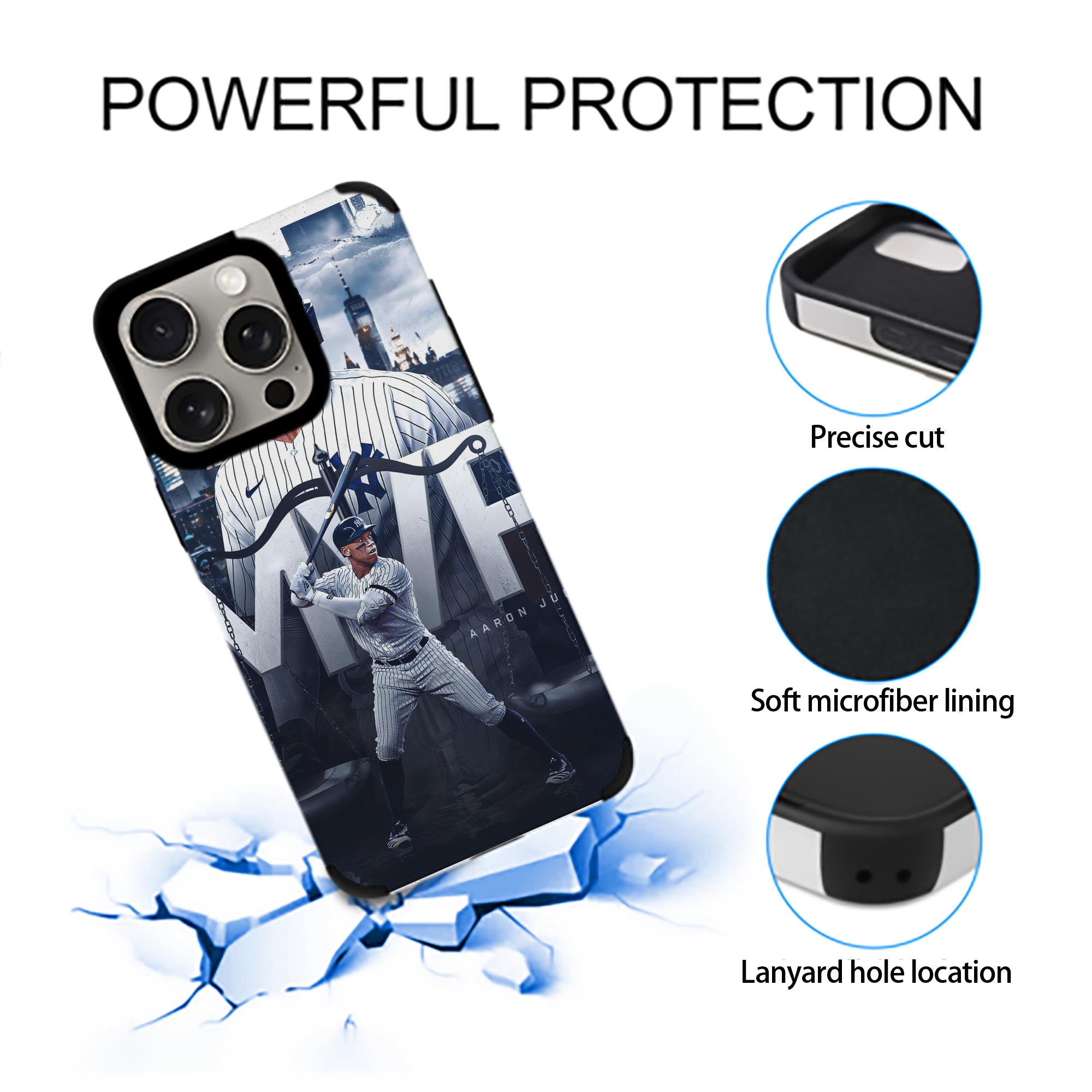 Aaron Judge MVP IPhone 15 Pro Max PU Leather Case – Soft Lining, 360° Protection – Precise Fit, 3D Buttons, Easy Charging – Anti-Yellowing, Easy To Clean