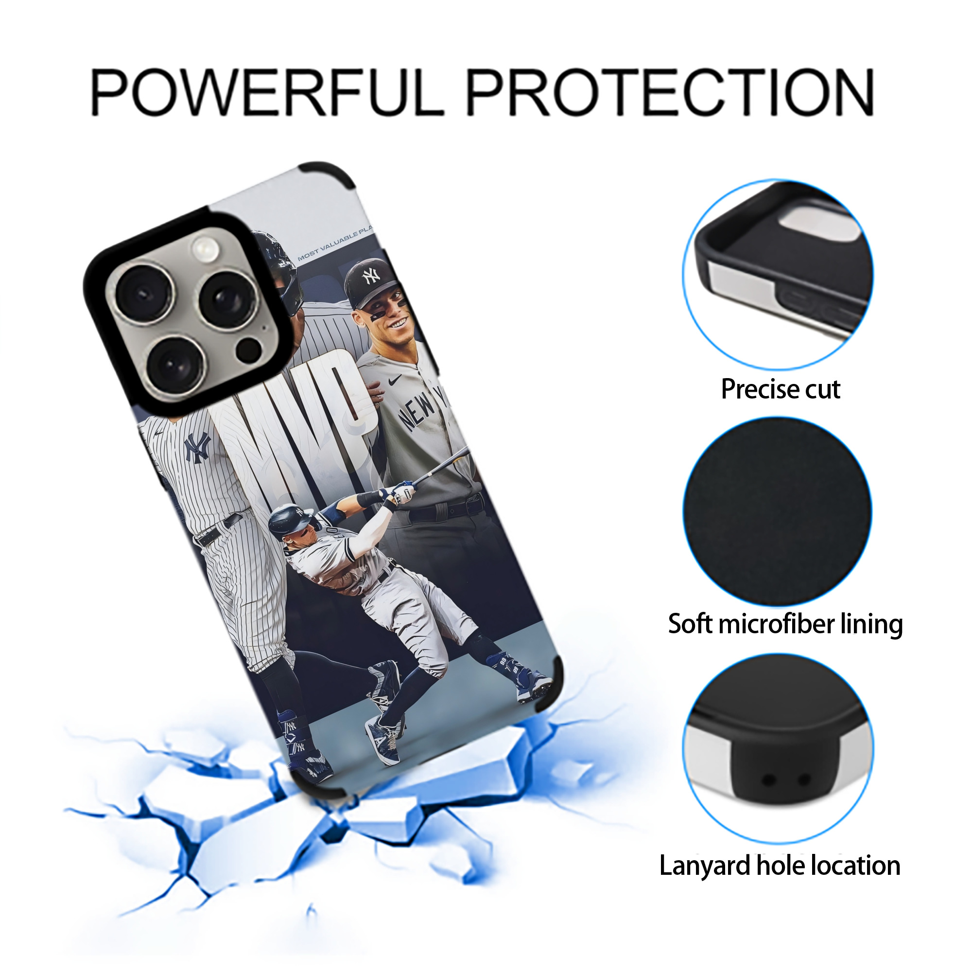 Aaron Judge MVP IPhone 15 Pro Max PU Leather Case – Soft Lining, 360° Protection – Precise Fit, 3D Buttons, Easy Charging – Anti-Yellowing, Easy To Clean