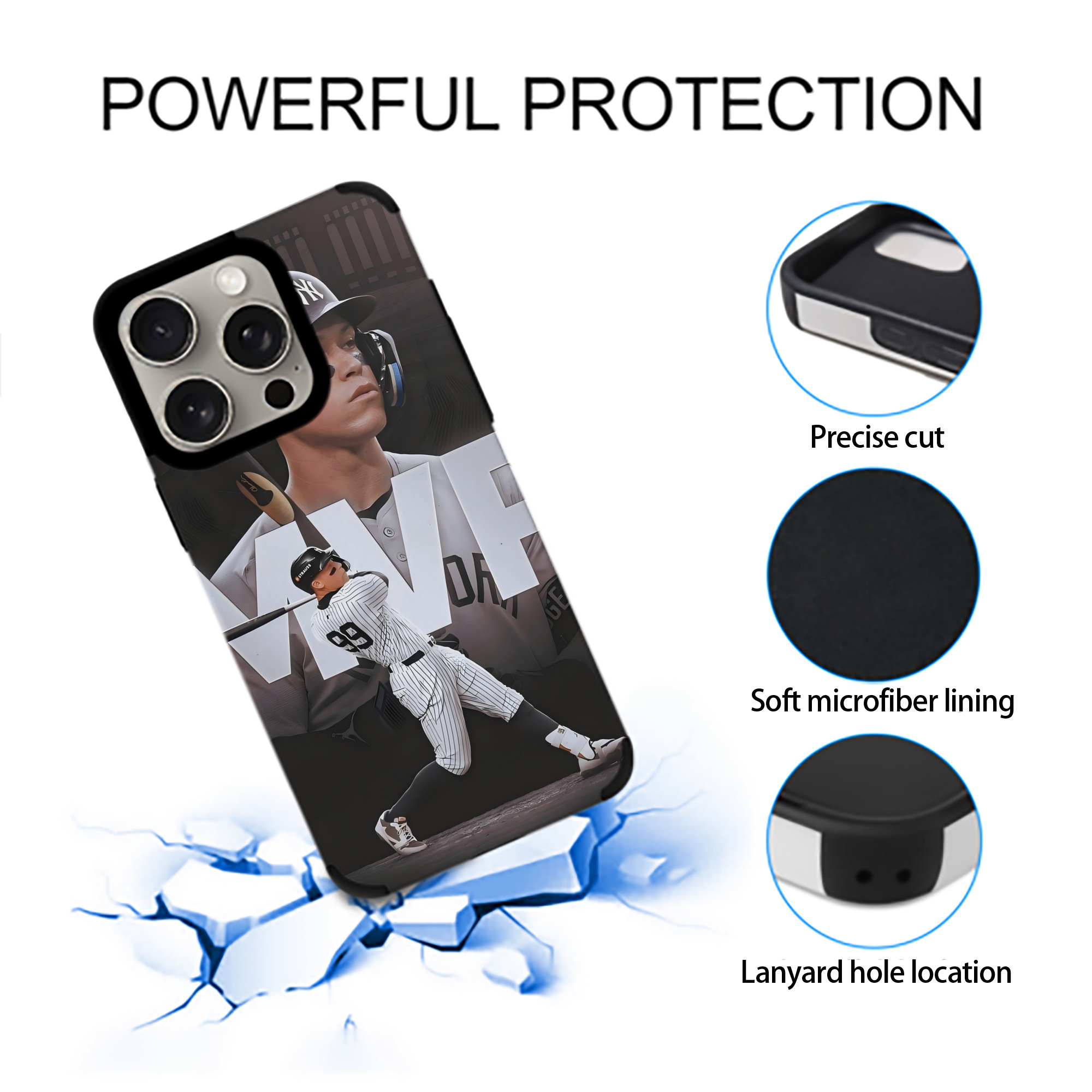 Aaron Judge MVP IPhone 15 Pro Max PU Leather Case – Soft Lining, 360° Protection – Precise Fit, 3D Buttons, Easy Charging – Anti-Yellowing, Easy To Clean