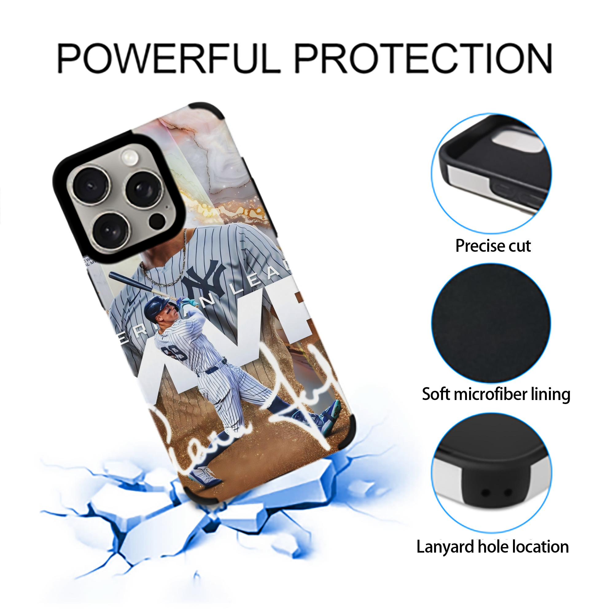 Aaron Judge MVP IPhone 15 Pro Max PU Leather Case – Soft Lining, 360° Protection – Precise Fit, 3D Buttons, Easy Charging – Anti-Yellowing, Easy To Clean