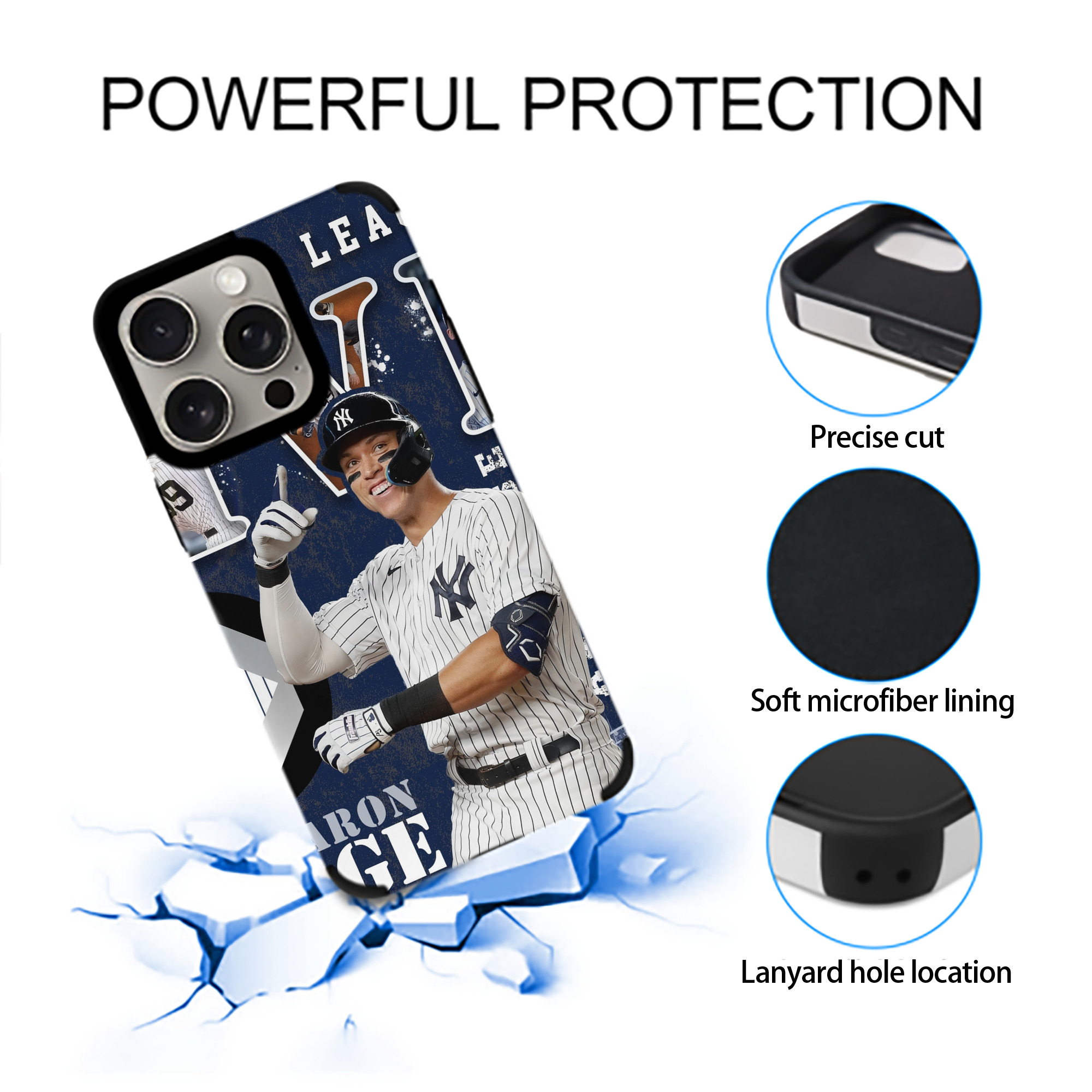 Aaron Judge MVP IPhone 15 Pro Max PU Leather Case – Soft Lining, 360° Protection – Precise Fit, 3D Buttons, Easy Charging – Anti-Yellowing, Easy To Clean
