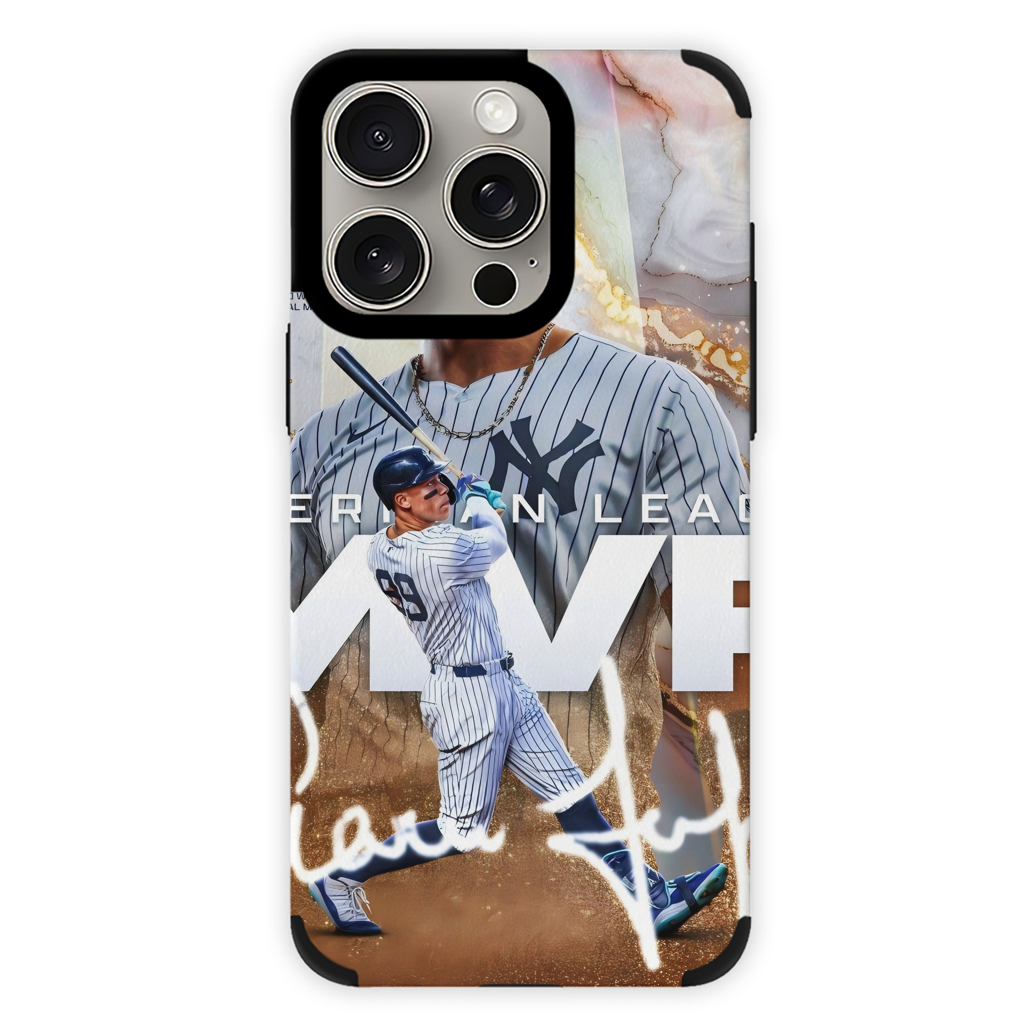 Aaron Judge MVP IPhone 15 Pro Max PU Leather Case – Soft Lining, 360° Protection – Precise Fit, 3D Buttons, Easy Charging – Anti-Yellowing, Easy To Clean