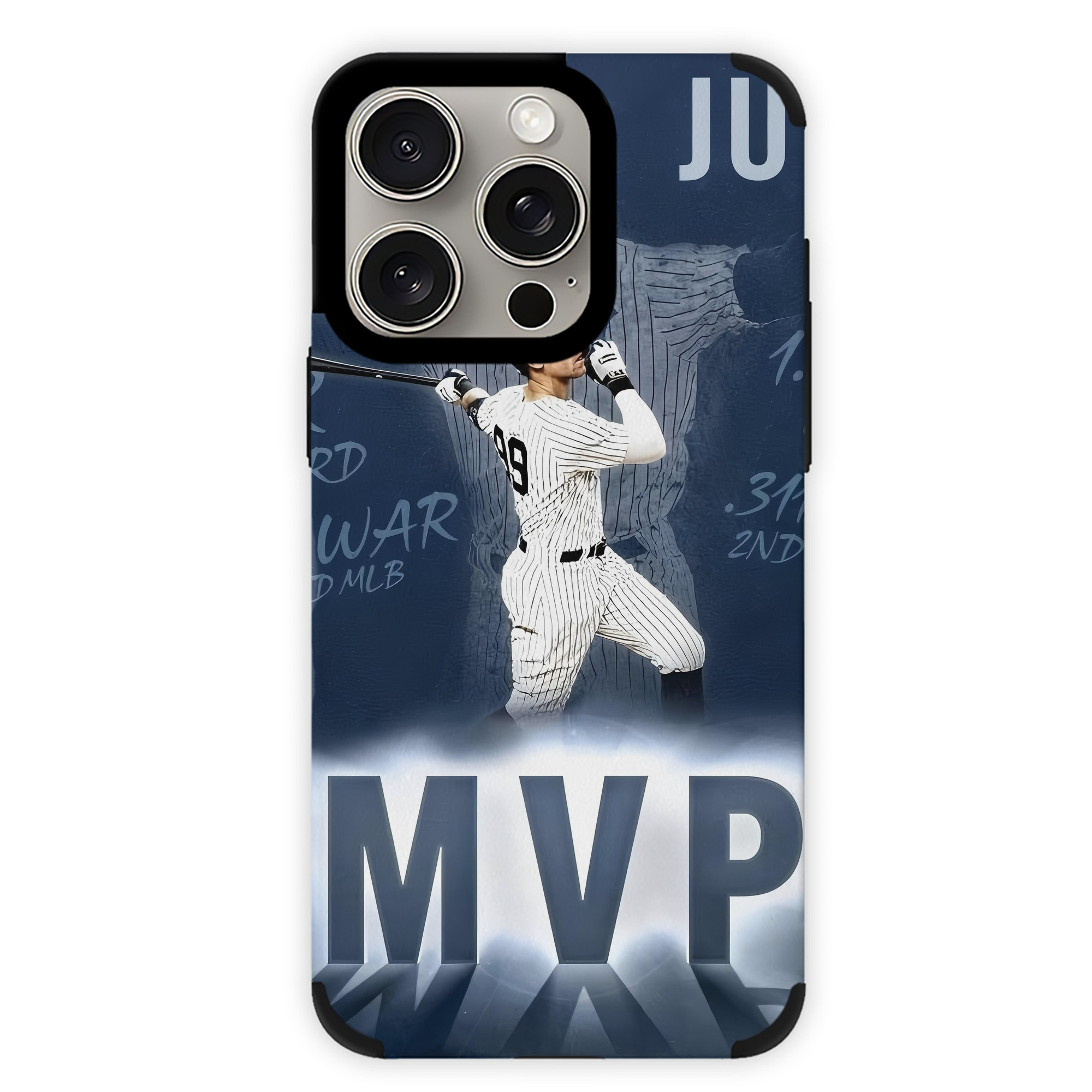 Aaron Judge MVP IPhone 15 Pro Max PU Leather Case – Soft Lining, 360° Protection – Precise Fit, 3D Buttons, Easy Charging – Anti-Yellowing, Easy To Clean