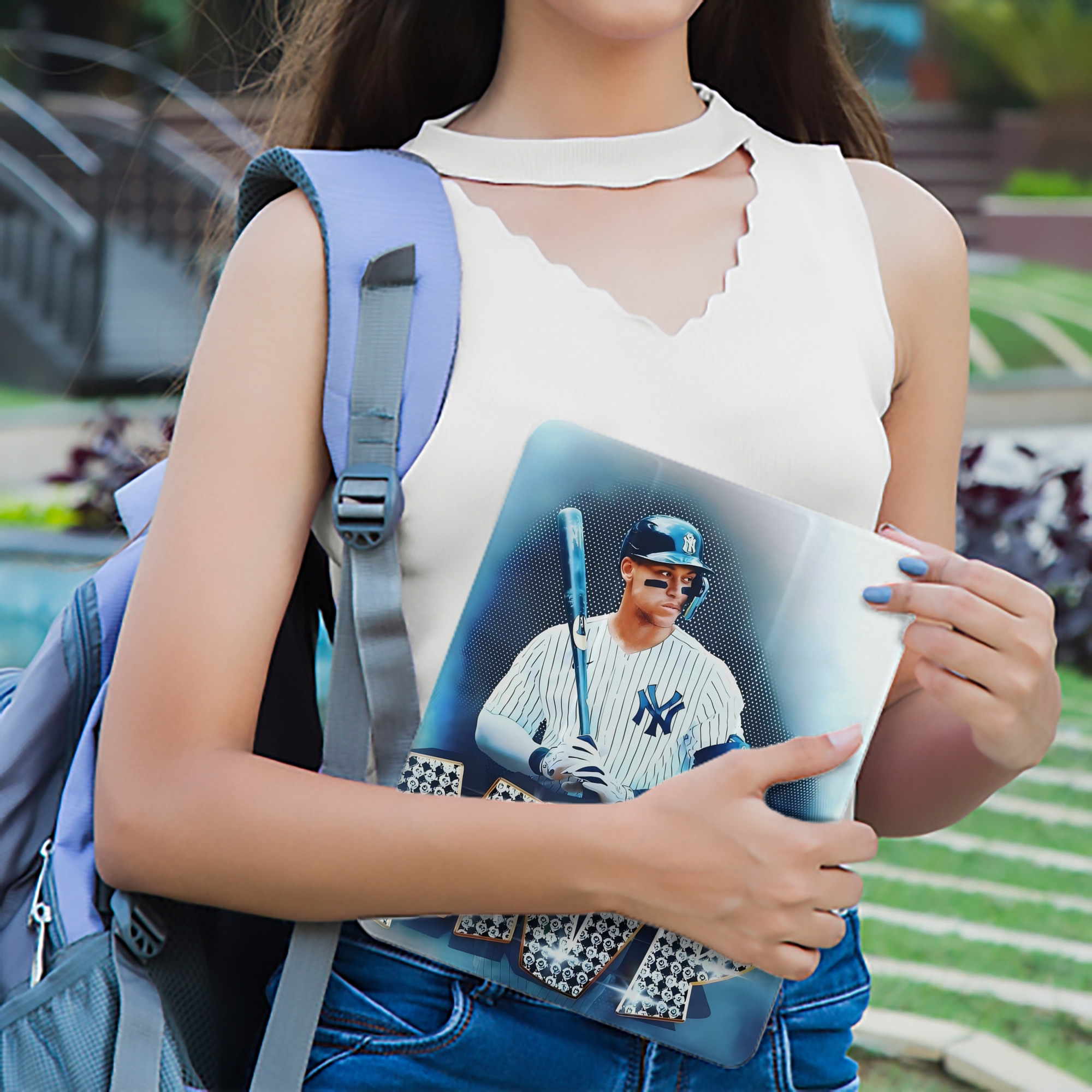 Aaron Judge MVP Premium Tri-Fold PU Leather & Silicone IPad Case With Pencil Slot – Fits 9.5,10.5,10.9 – Adjustable Stand, Slim, Protective