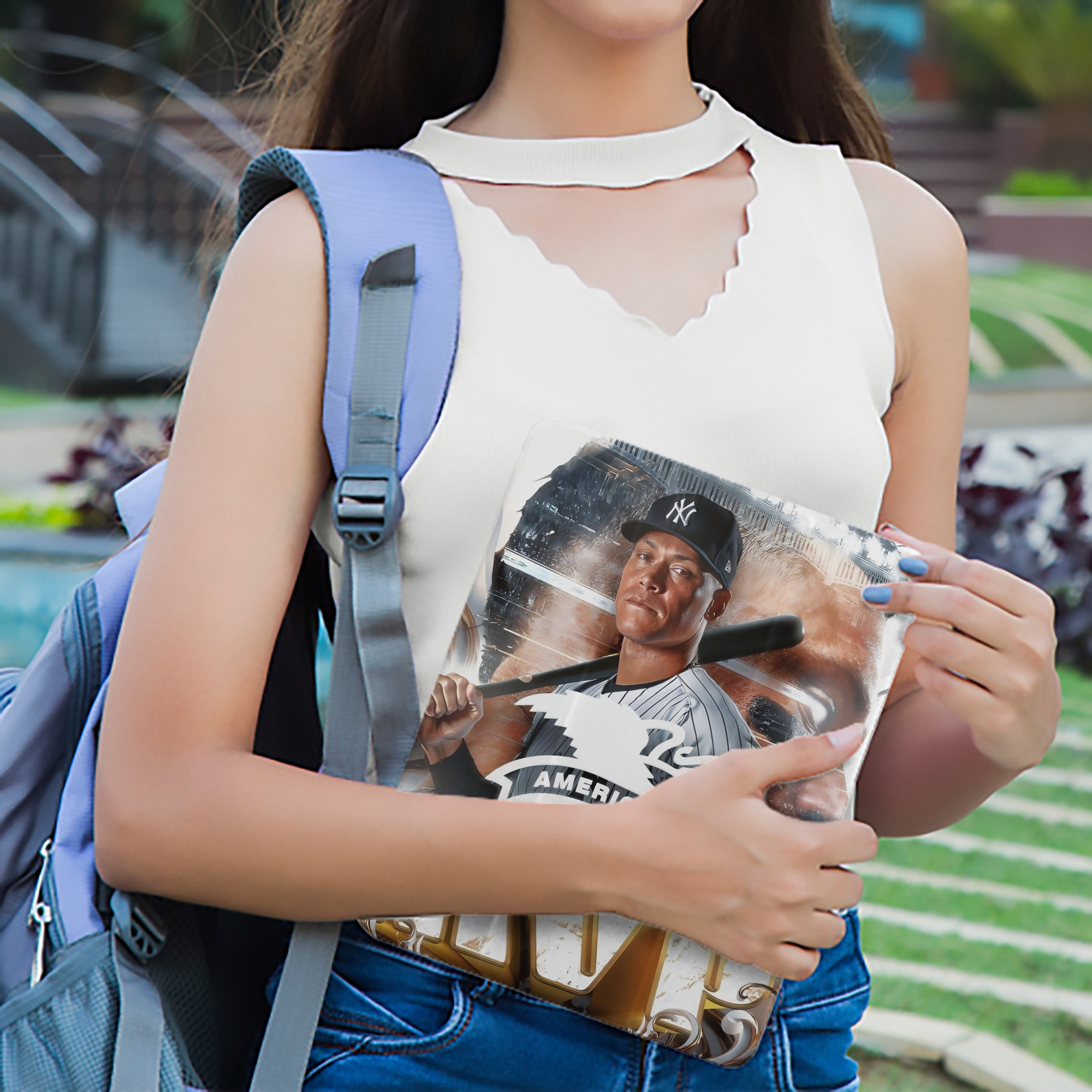 Aaron Judge MVP Premium Tri-Fold PU Leather & Silicone IPad Case With Pencil Slot – Fits 9.5,10.5,10.9 – Adjustable Stand, Slim, Protective