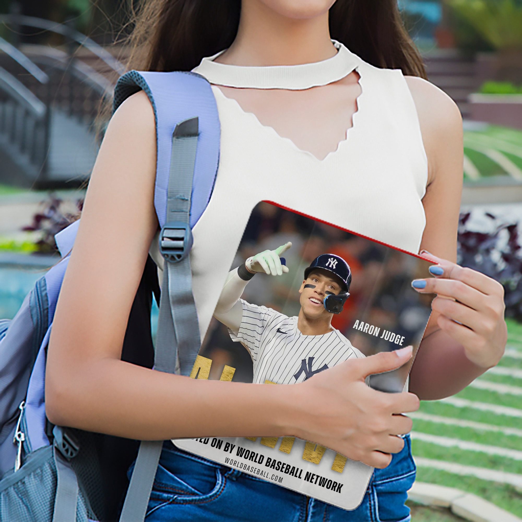 Aaron Judge MVP Premium Tri-Fold PU Leather & Silicone IPad Case With Pencil Slot – Fits 9.5,10.5,10.9 – Adjustable Stand, Slim, Protective