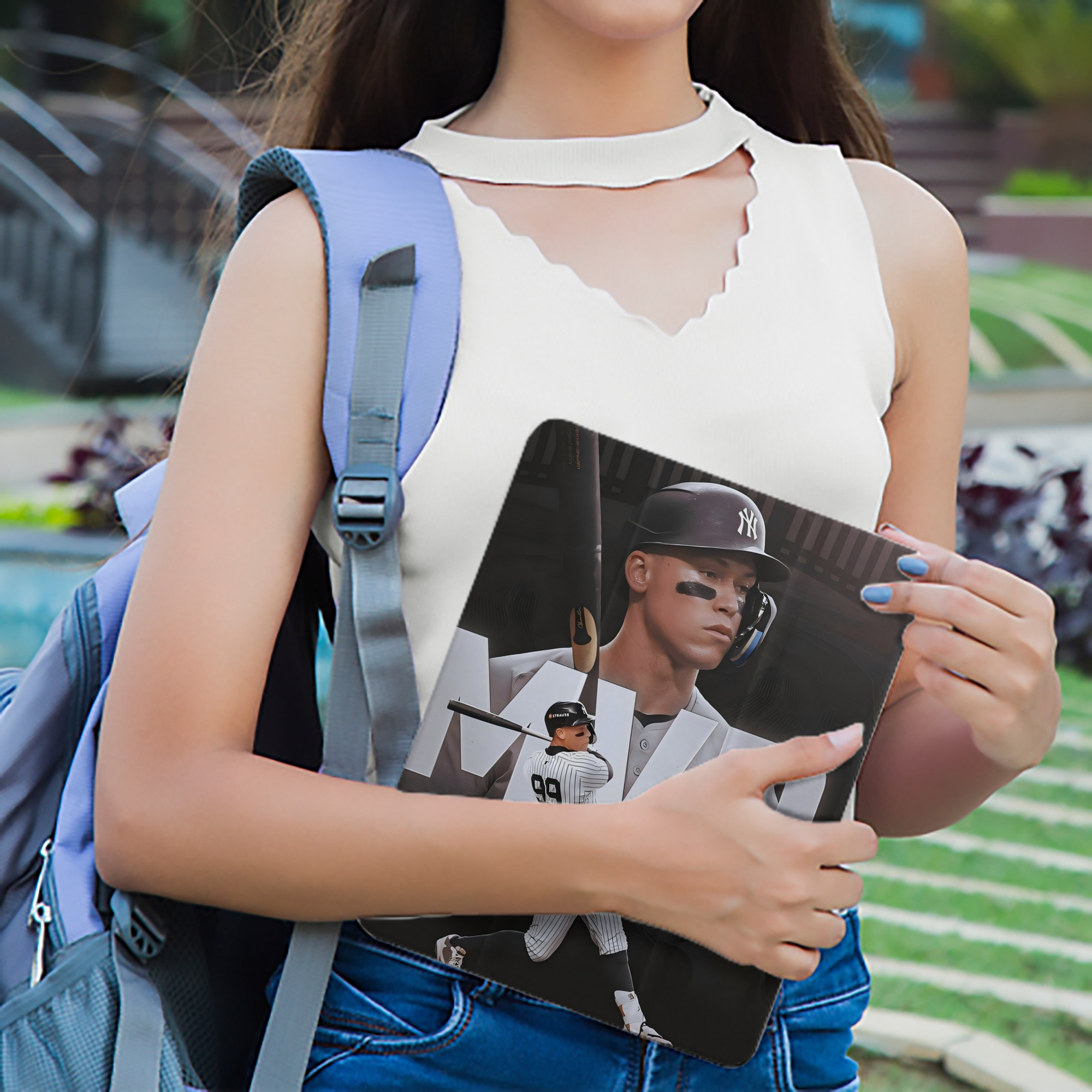 Aaron Judge MVP Premium Tri-Fold PU Leather & Silicone IPad Case With Pencil Slot – Fits 9.5,10.5,10.9 – Adjustable Stand, Slim, Protective