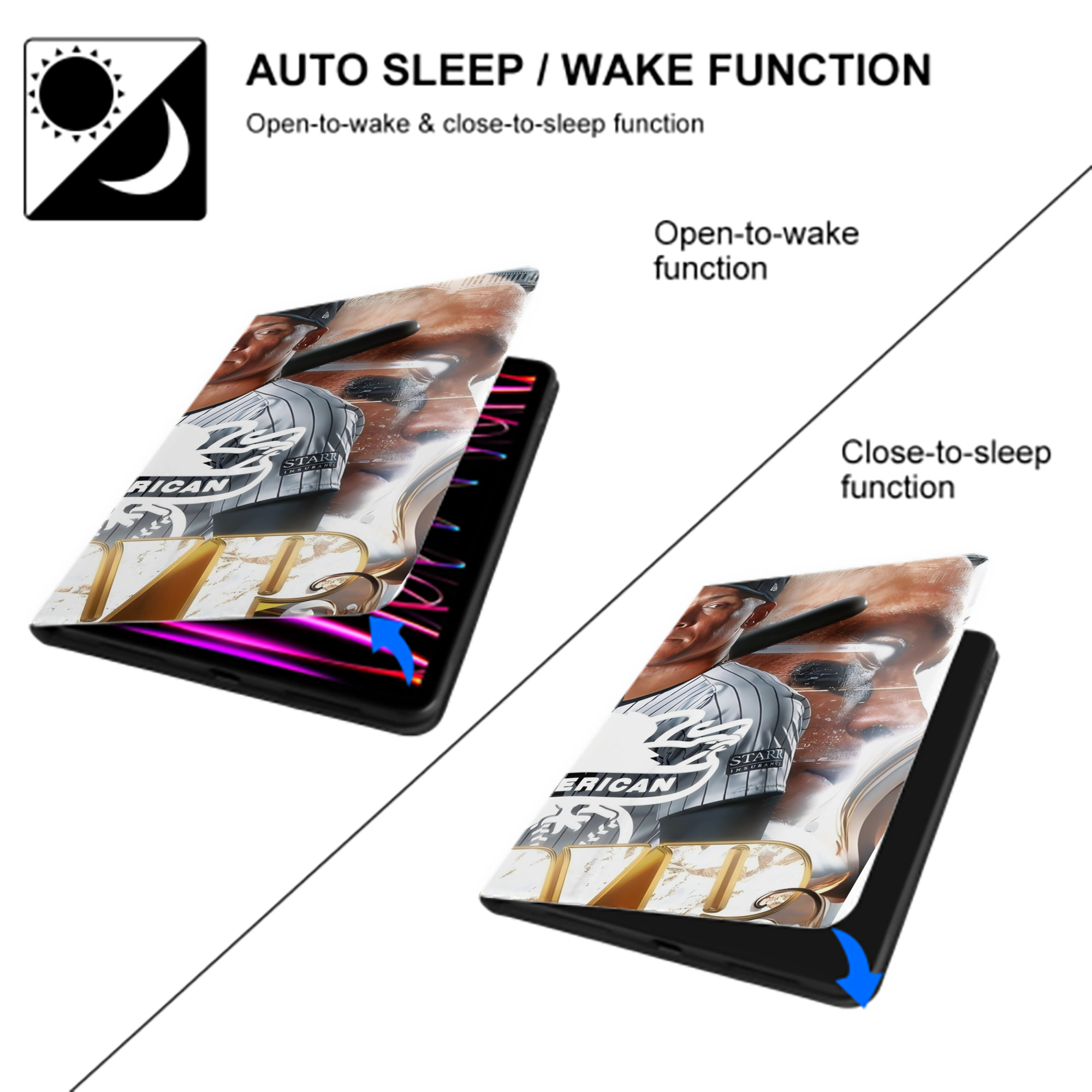 Aaron Judge MVP IPad Book-Style Case With Pencil Slot – Slim PU & TPU Cover – Full Protection, Precise Fit, Water & Scratch Resistant