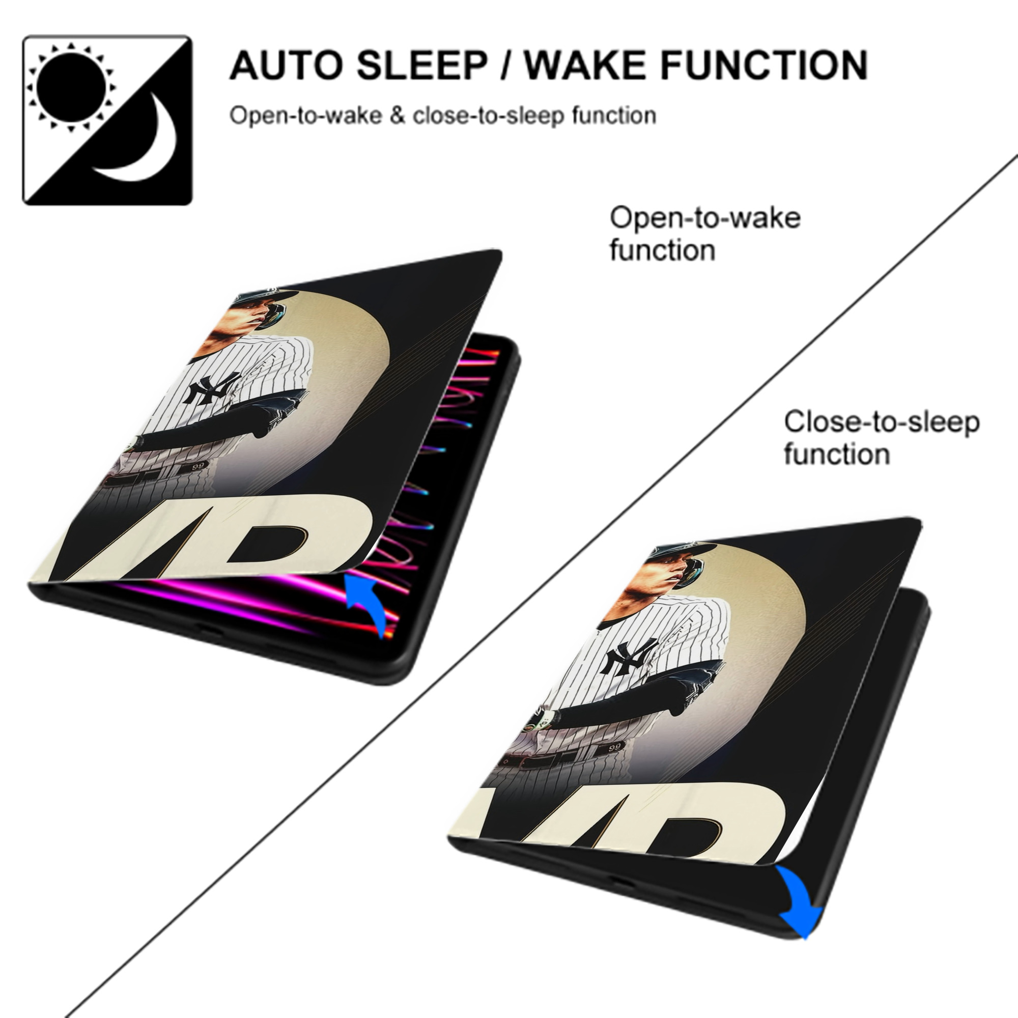 Aaron Judge MVP IPad Book-Style Case With Pencil Slot – Slim PU & TPU Cover – Full Protection, Precise Fit, Water & Scratch Resistant