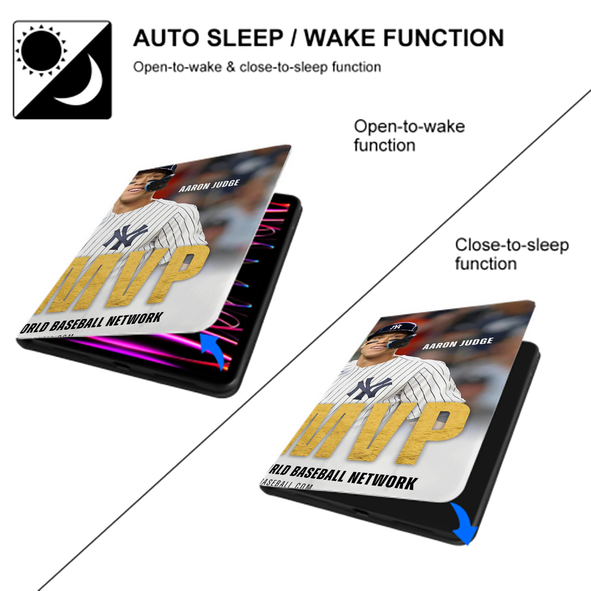 Aaron Judge MVP IPad Book-Style Case With Pencil Slot – Slim PU & TPU Cover – Full Protection, Precise Fit, Water & Scratch Resistant
