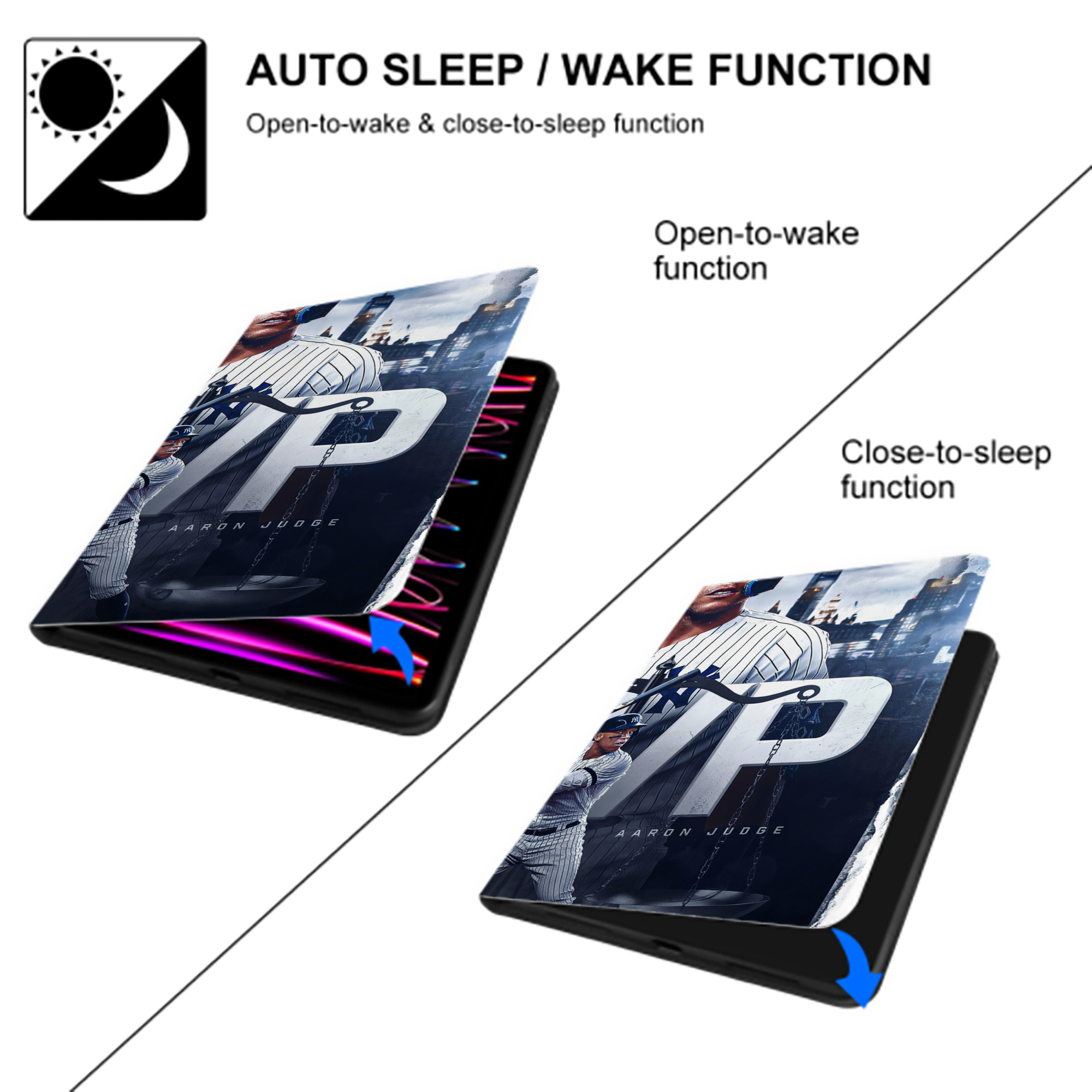 Aaron Judge MVP IPad Book-Style Case With Pencil Slot – Slim PU & TPU Cover – Full Protection, Precise Fit, Water & Scratch Resistant