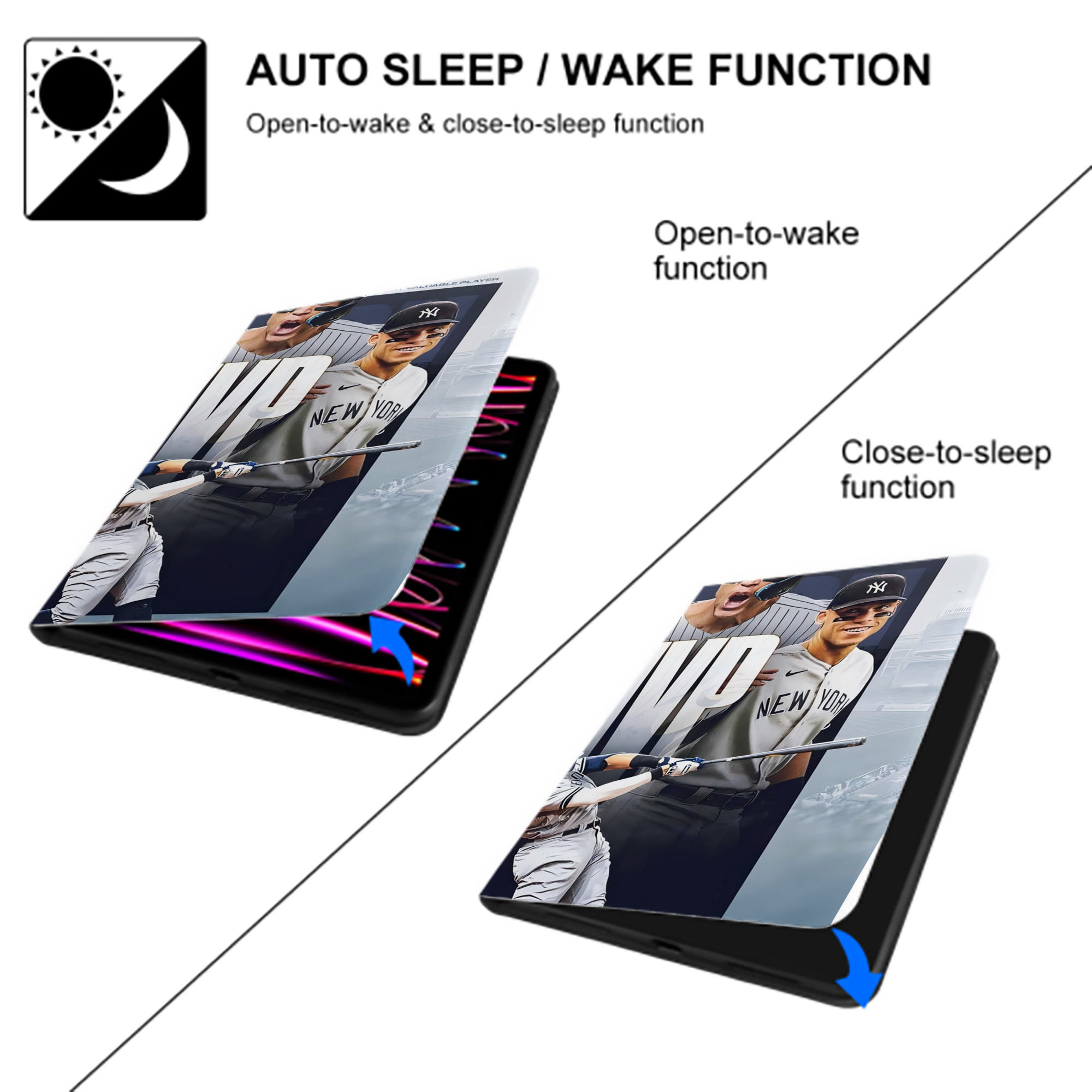 Aaron Judge MVP IPad Book-Style Case With Pencil Slot – Slim PU & TPU Cover – Full Protection, Precise Fit, Water & Scratch Resistant