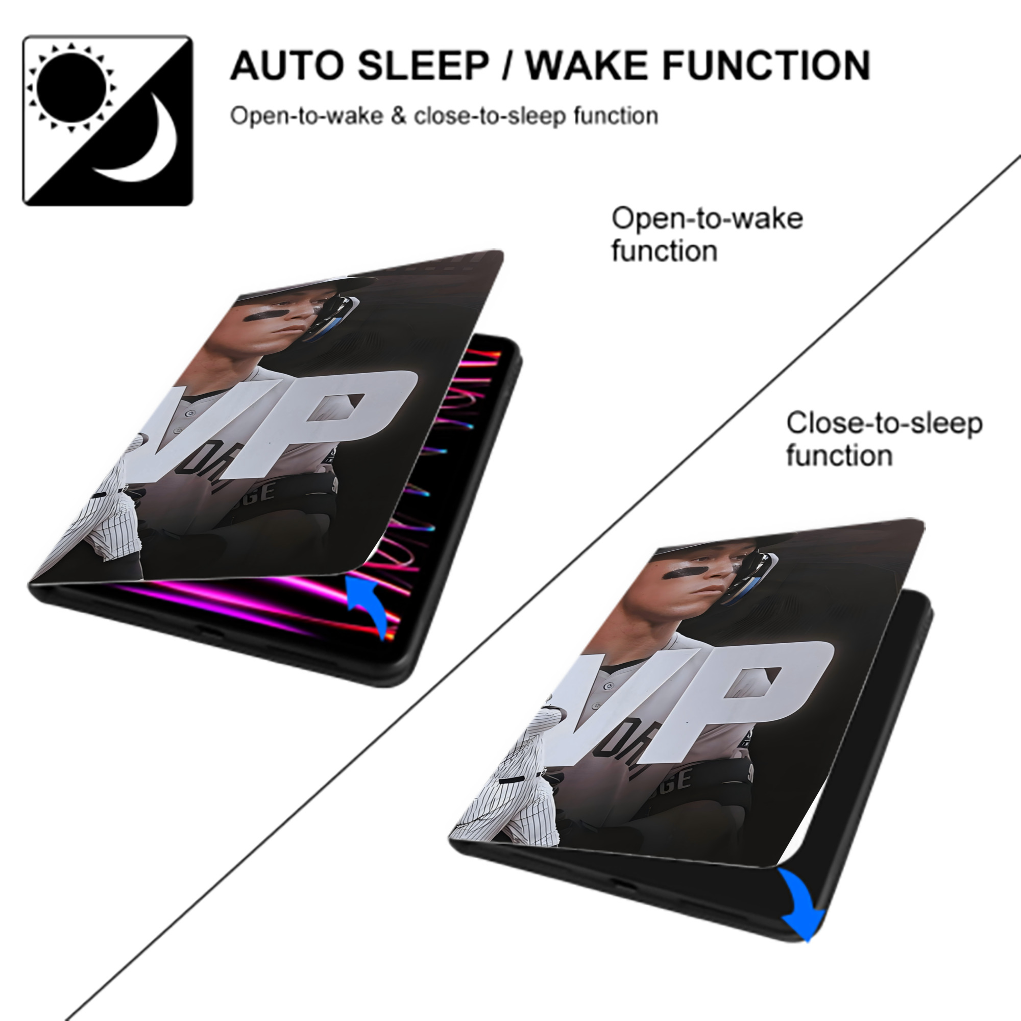 Aaron Judge MVP IPad Book-Style Case With Pencil Slot – Slim PU & TPU Cover – Full Protection, Precise Fit, Water & Scratch Resistant