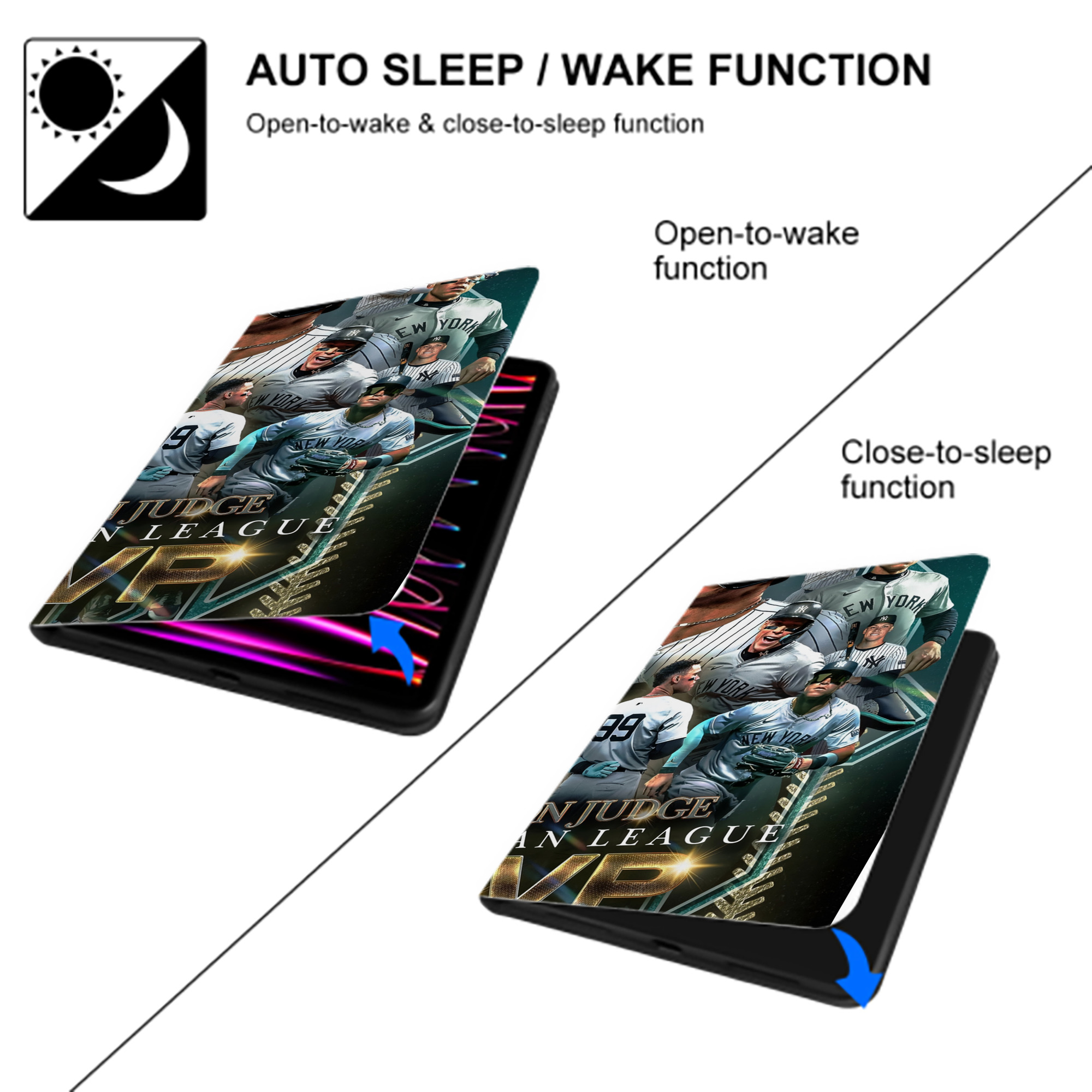 Aaron Judge MVP IPad Book-Style Case With Pencil Slot – Slim PU & TPU Cover – Full Protection, Precise Fit, Water & Scratch Resistant