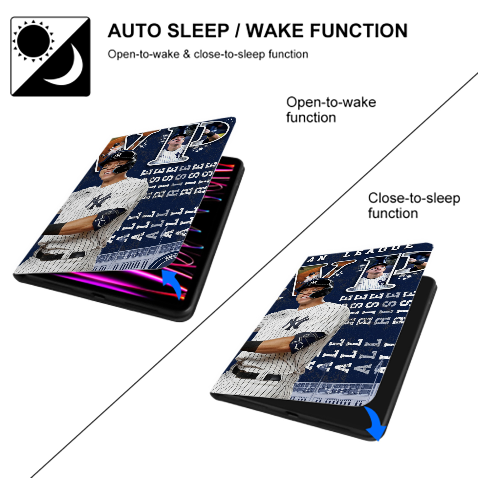 Aaron Judge MVP IPad Book-Style Case With Pencil Slot – Slim PU & TPU Cover – Full Protection, Precise Fit, Water & Scratch Resistant