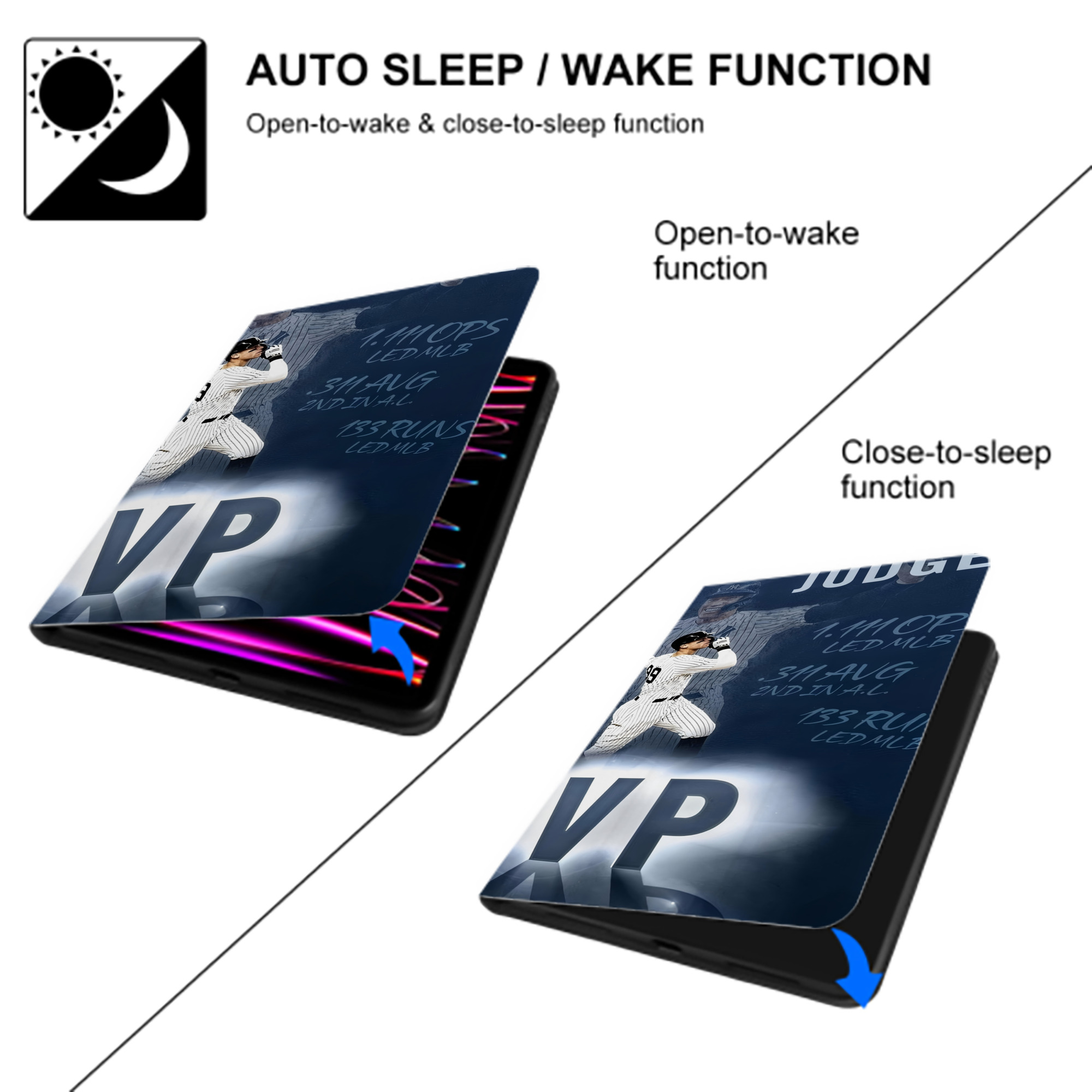 Aaron Judge MVP IPad Book-Style Case With Pencil Slot – Slim PU & TPU Cover – Full Protection, Precise Fit, Water & Scratch Resistant