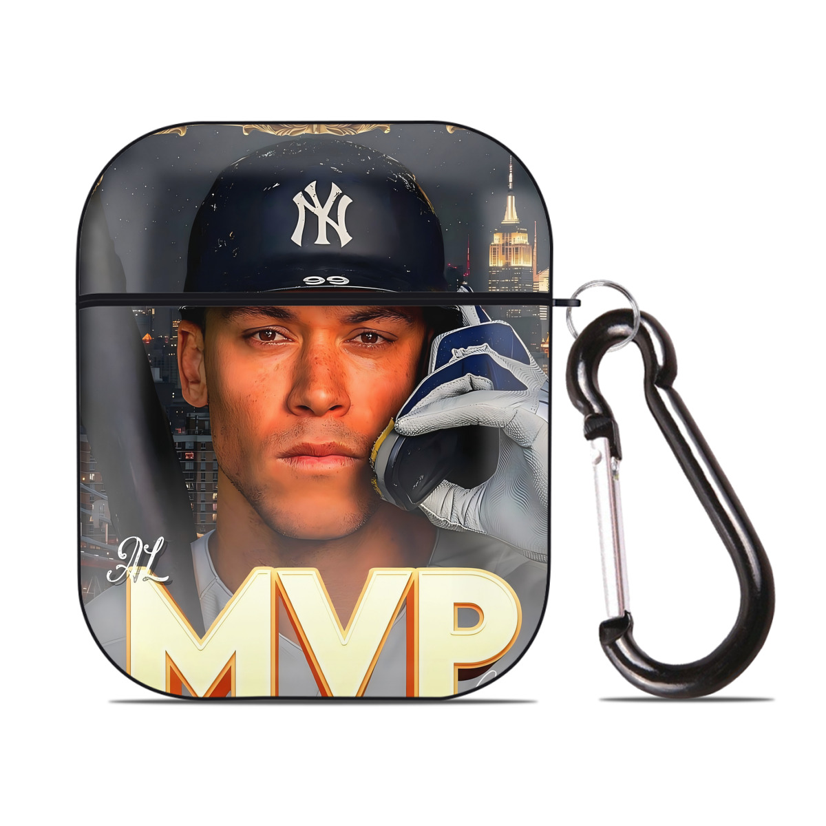 Aaron Judge MVP AirPods 2 Case Hard Shell Black, Flexible PC Material, Precise Cutouts, Full Protection, Anti-Fingerprint, Washable, Includes Keychain – Durable & Slim Design