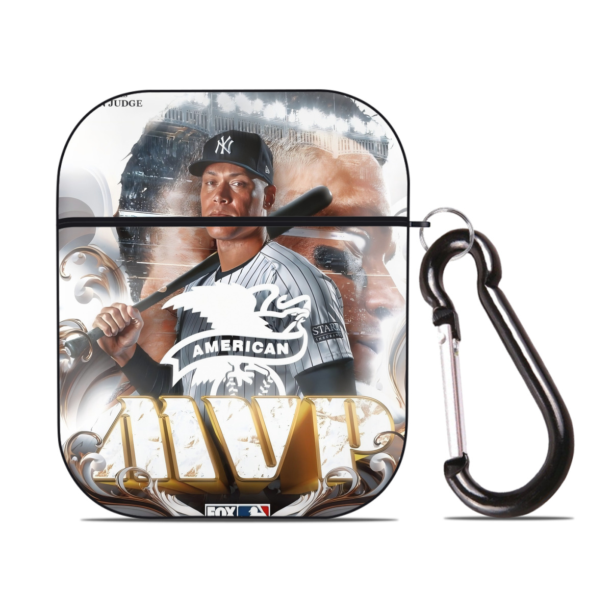 Aaron Judge MVP AirPods 2 Case Hard Shell Black, Flexible PC Material, Precise Cutouts, Full Protection, Anti-Fingerprint, Washable, Includes Keychain – Durable & Slim Design