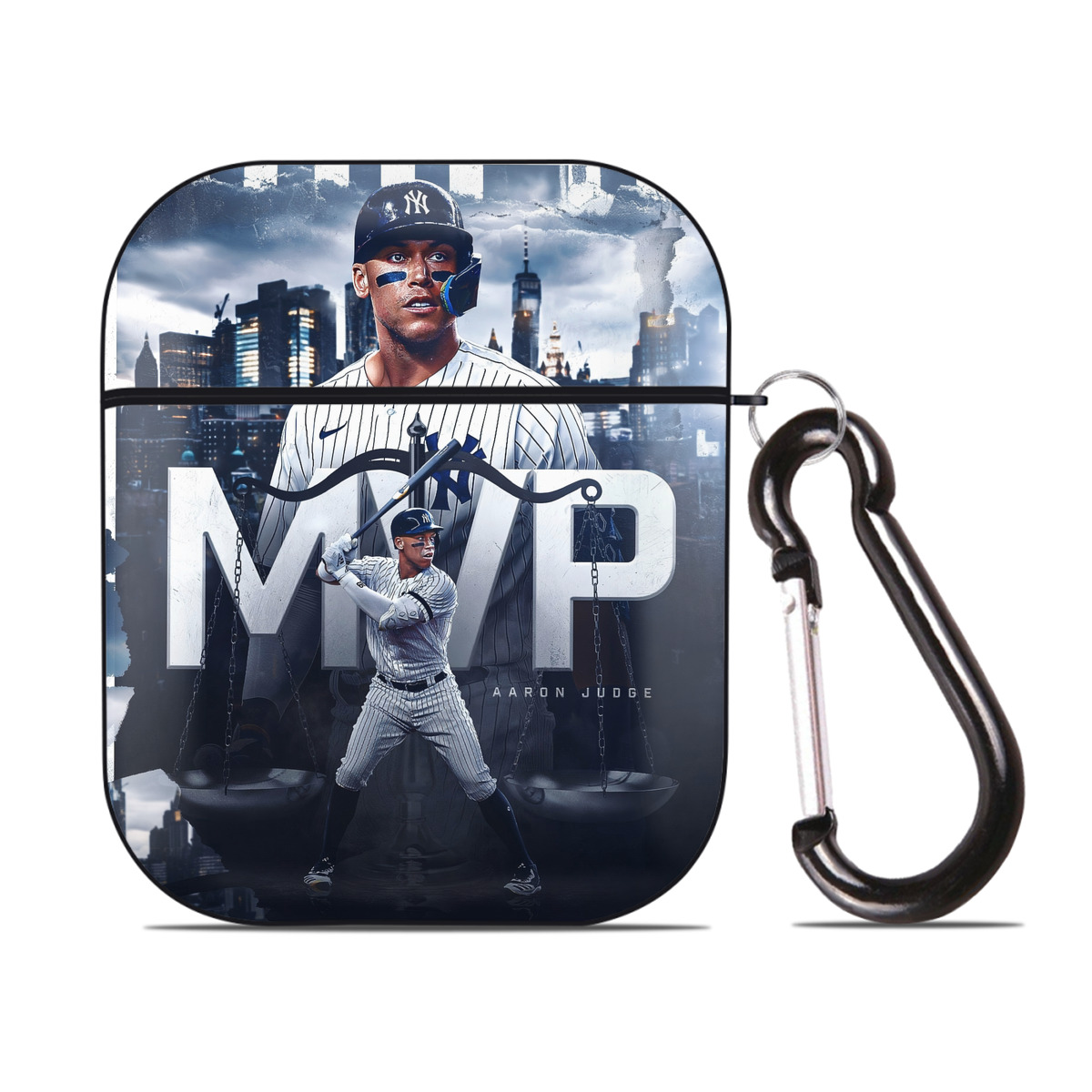 Aaron Judge MVP AirPods 2 Case Hard Shell Black, Flexible PC Material, Precise Cutouts, Full Protection, Anti-Fingerprint, Washable, Includes Keychain – Durable & Slim Design