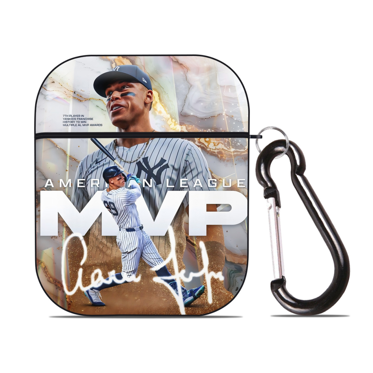 Aaron Judge MVP AirPods 2 Case Hard Shell Black, Flexible PC Material, Precise Cutouts, Full Protection, Anti-Fingerprint, Washable, Includes Keychain – Durable & Slim Design