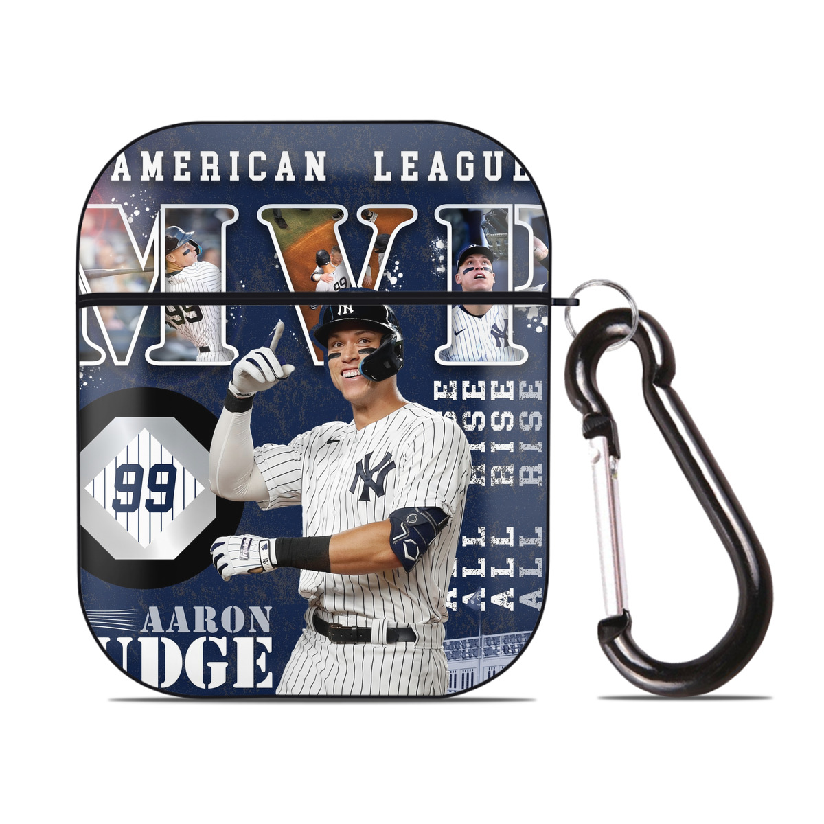 Aaron Judge MVP AirPods 2 Case Hard Shell Black, Flexible PC Material, Precise Cutouts, Full Protection, Anti-Fingerprint, Washable, Includes Keychain – Durable & Slim Design