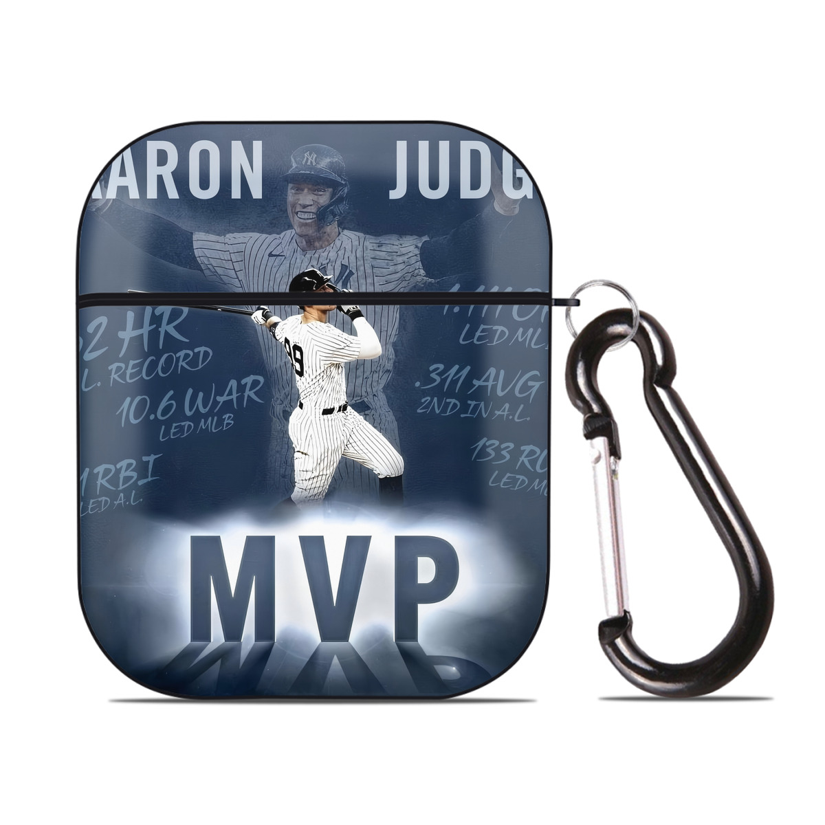 Aaron Judge MVP AirPods 2 Case Hard Shell Black, Flexible PC Material, Precise Cutouts, Full Protection, Anti-Fingerprint, Washable, Includes Keychain – Durable & Slim Design
